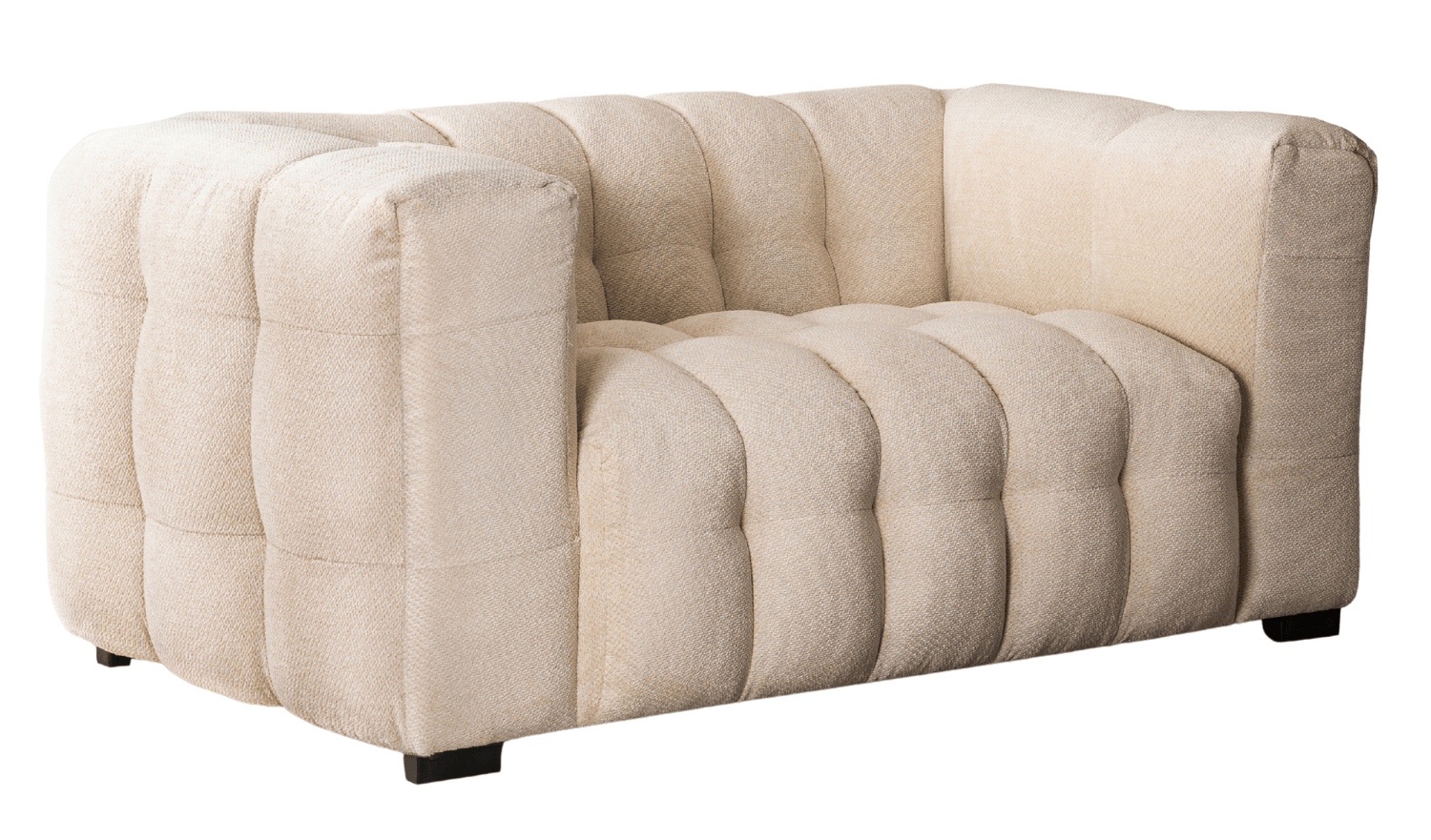 Pikowana sofa do salonu dwuosobowa Moderno 2S, kolor kremowy