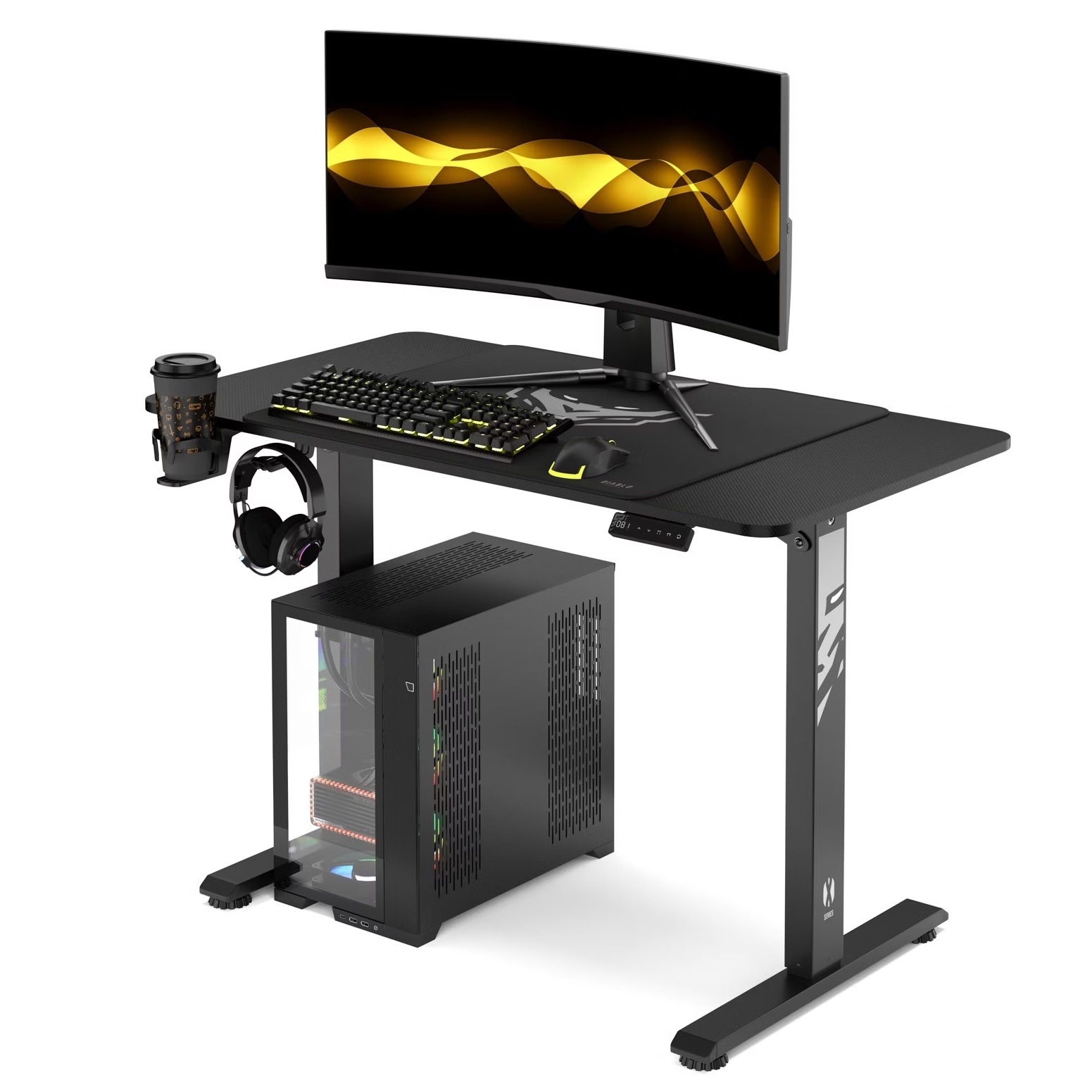 Biurko gamingowe elektryczne Diablo X-Tensio 110 cm, kolor czarny carbon