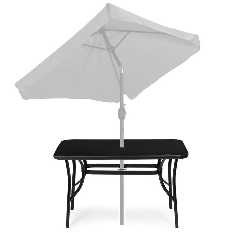 Stół ogrodowy Torello 094, 140x80 cm - czarny, z otworem na parasol