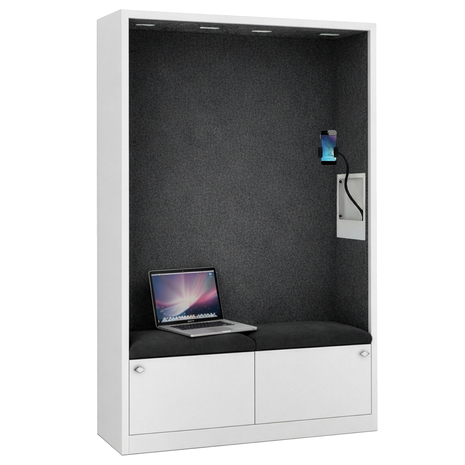 Szafa akustyczna do biura i szkoły Sally MentalBox, 115 x 40 x 185 cm, biały/ciemnoszary