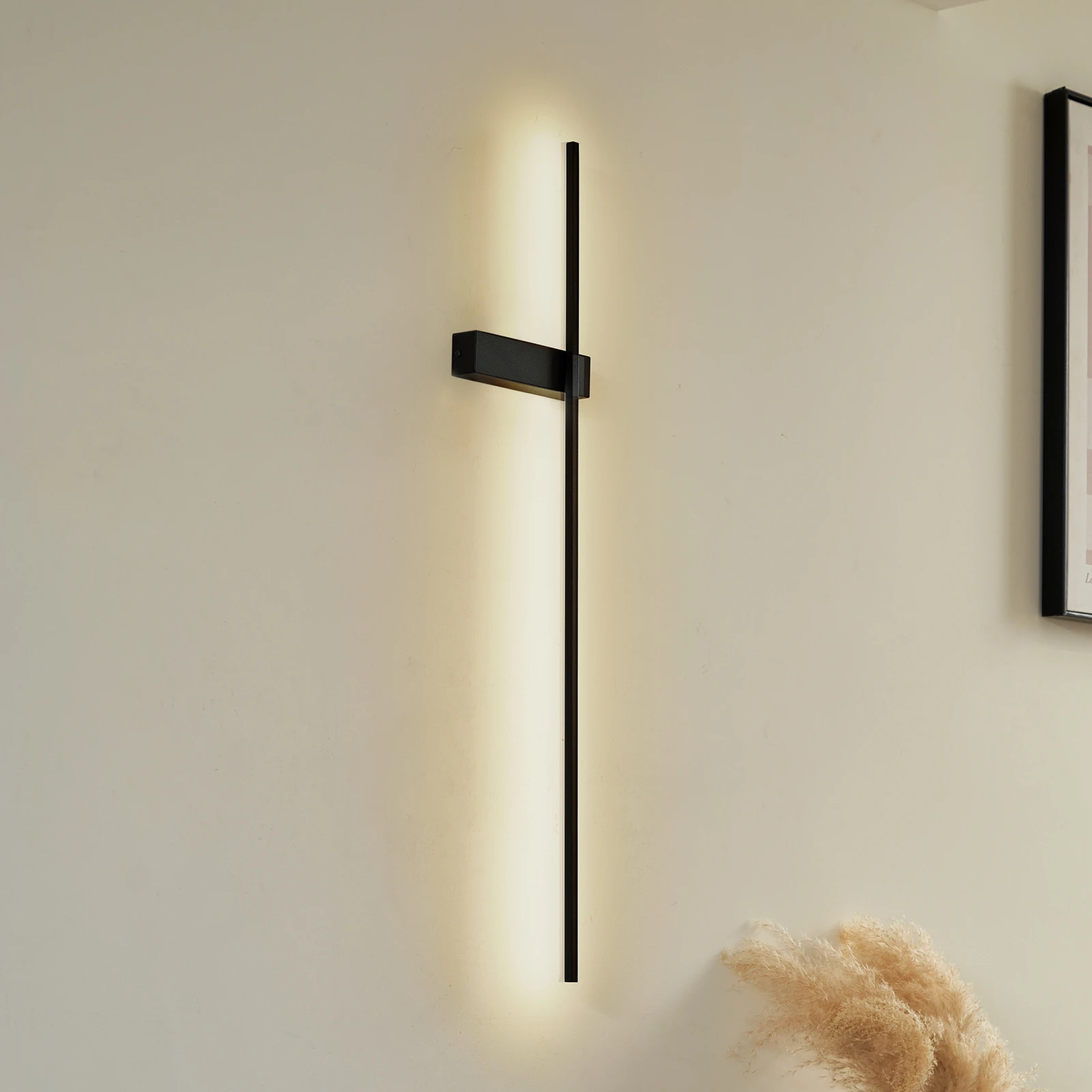 Kinkiet LED Lindby Natsumi, czarny, aluminium, 90 cm