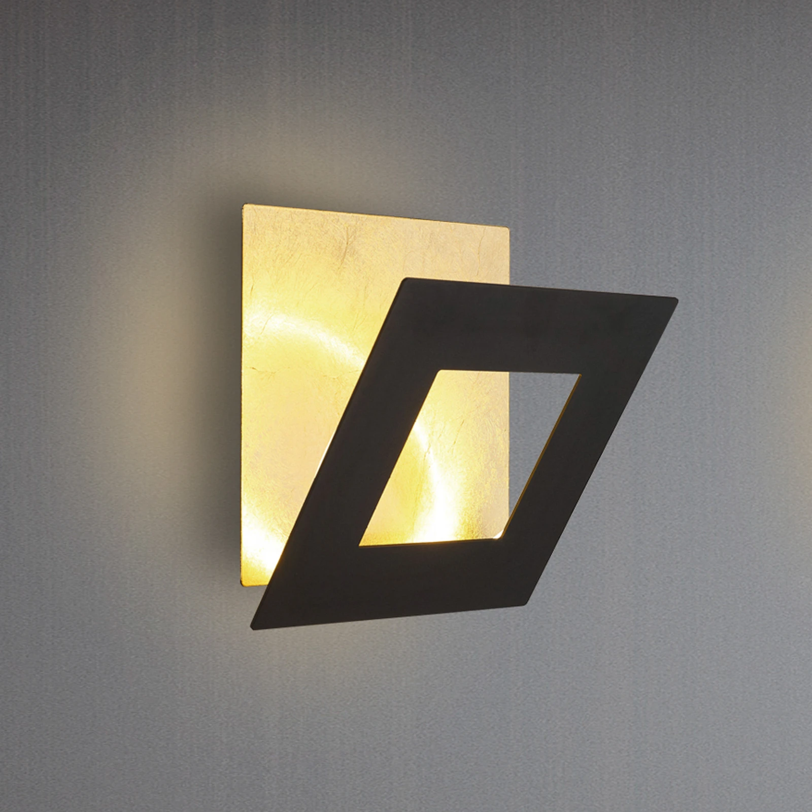 Kinkiet LED Dalia, czarny/złoty, 22 x 22 cm, aluminium