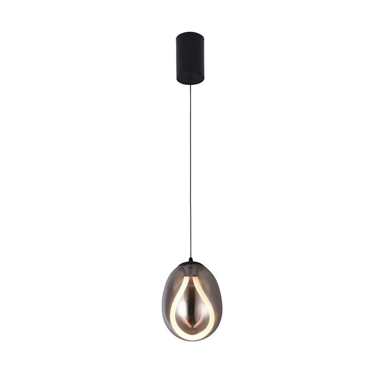 Żyrandol LED Melanie, Ø 16 cm, szary dymny/czarny, szkło