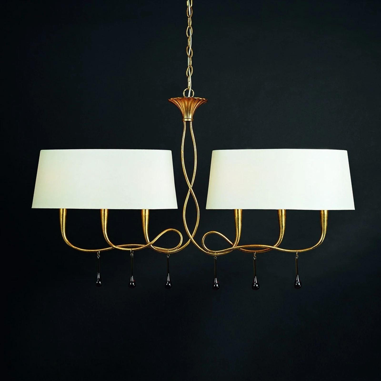 Lampa wisząca Paola 6-punktowa w kolorze złotym i kremowym
