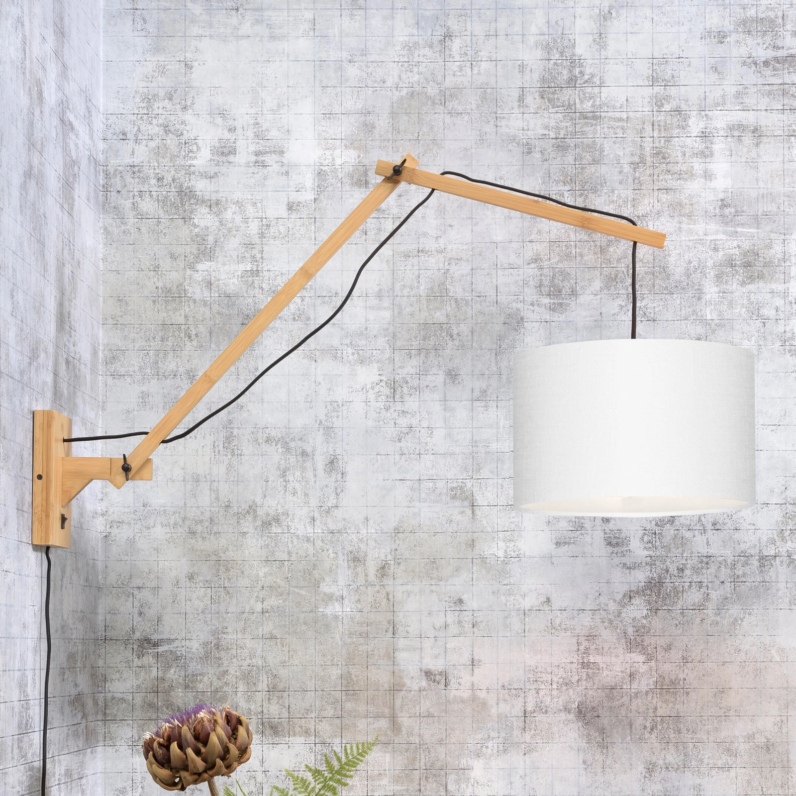 Good & Mojo Andes lampa ścienna regulowana biała Ø32cm