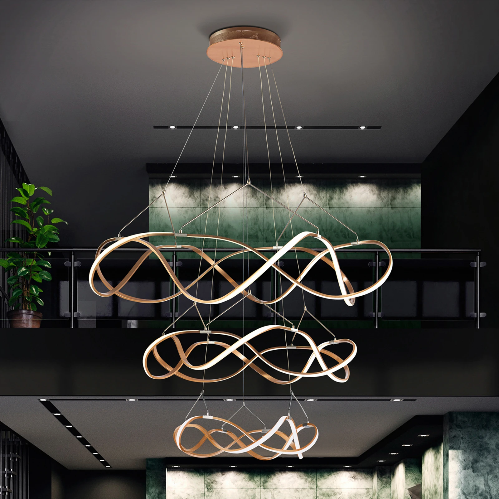 Lampa wisząca LED Molly, 3-stopniowa, ściemniana, Ø 110,3 cm, różowe złoto