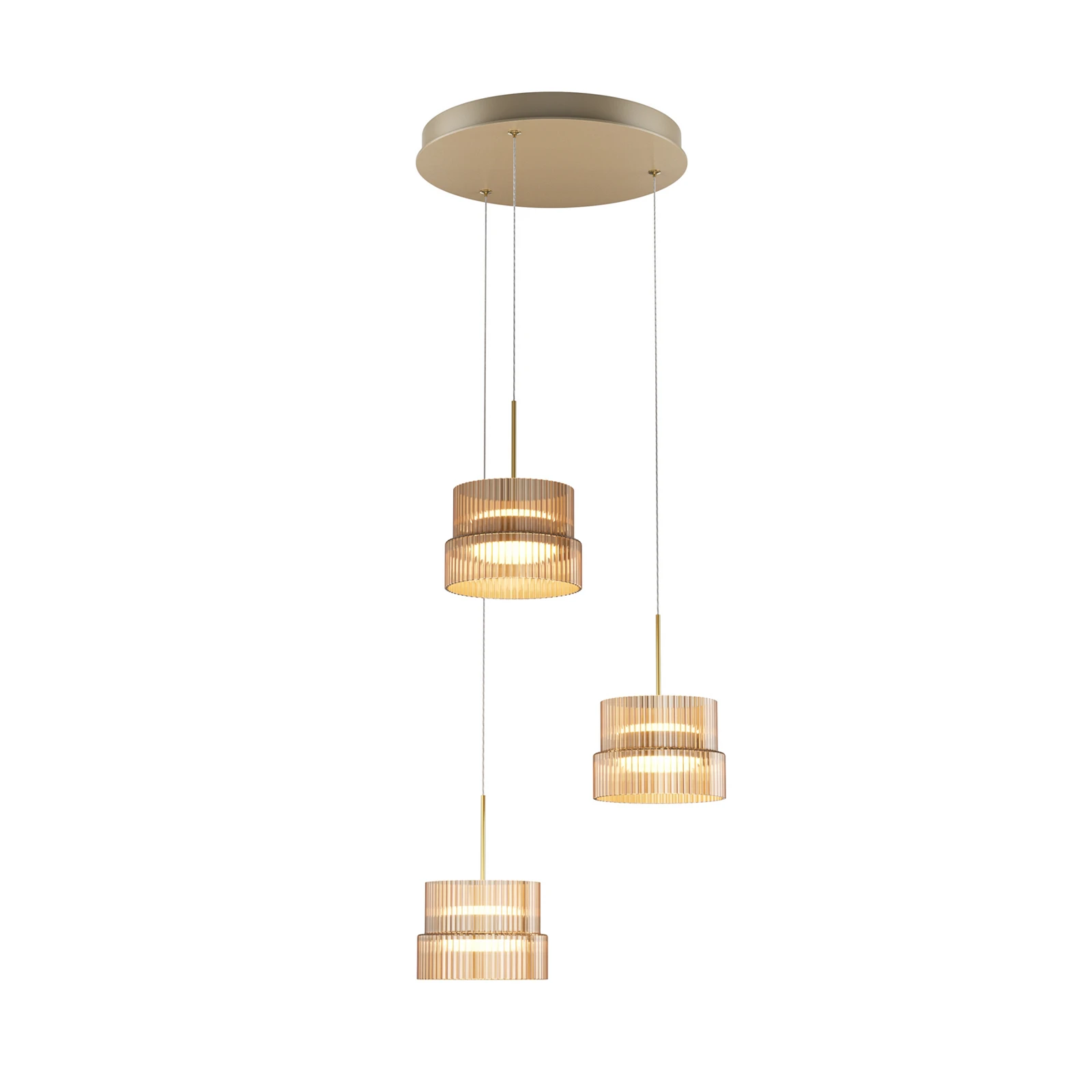 Żyrandol LED SCALA, brązowo-brązowy, Ø 40 cm, 3-punktowy, szklany, ściemniany