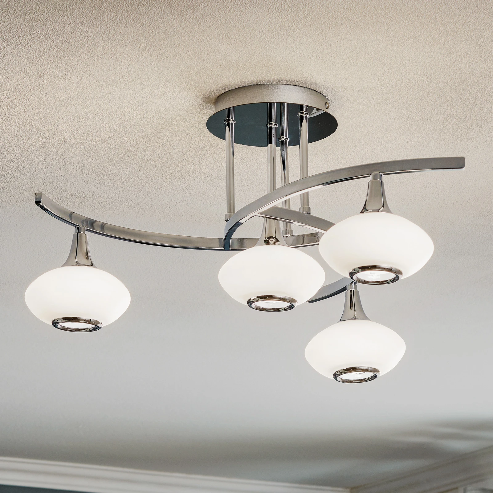 Lampa sufitowa Lia, 4-punktowa, kolor chrom, szkło/metal