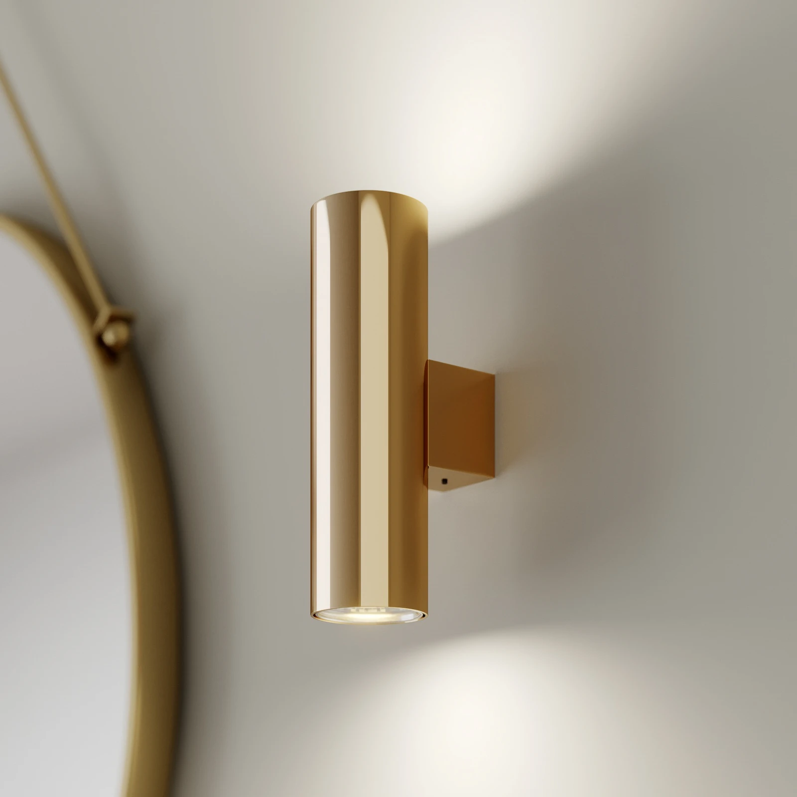 Euluna lampa ścienna Marion, mosiądz wysokość 18 cm stal up/down