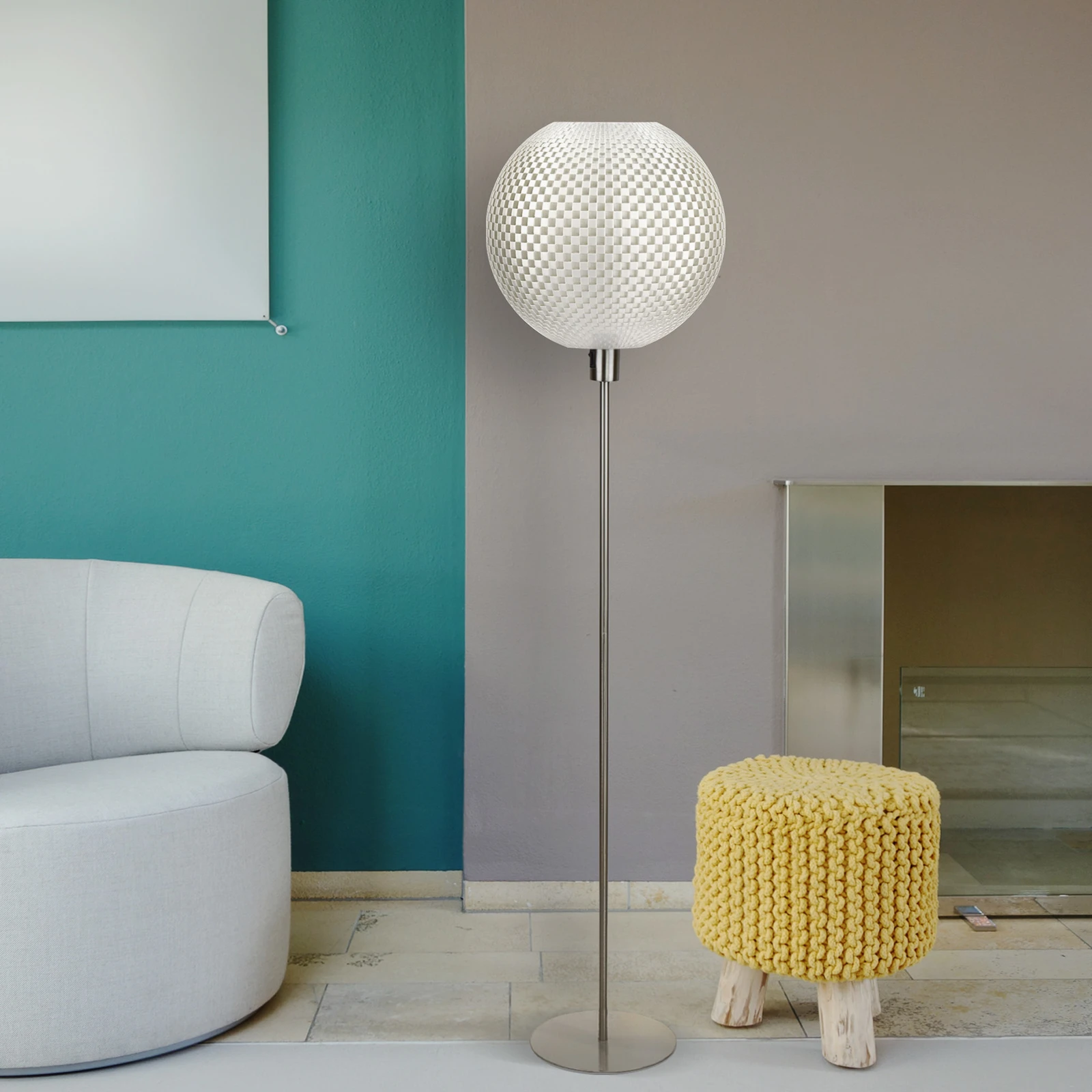 Lampa podłogowa Flechtwerk, kula, silk