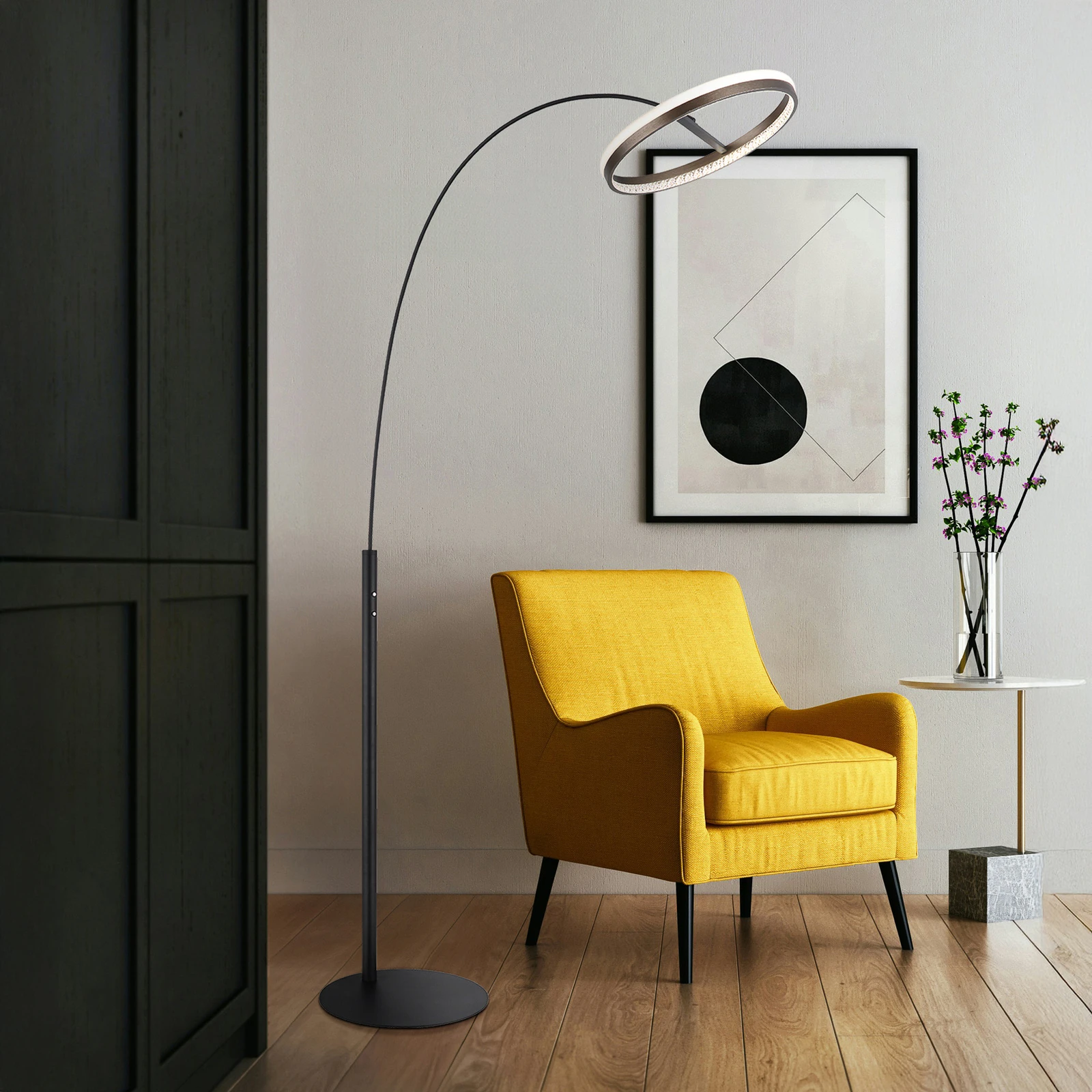 Lampa stojąca LED Della, wysokość 190 cm, czarny/ciemnoszary, metal