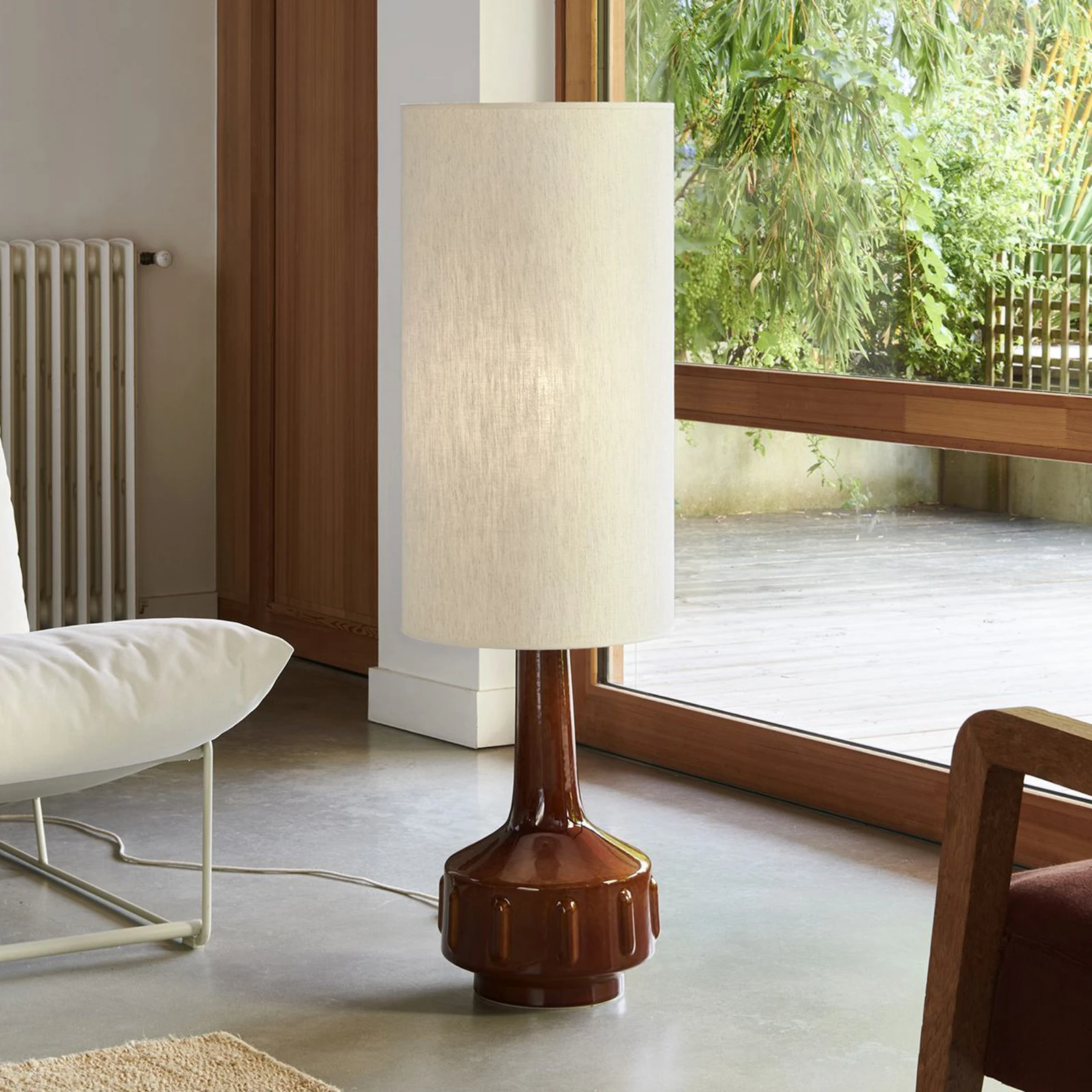MARKET SET lampa podłogowa Jimmy, brązowo-beżowa, wysokość 121 cm
