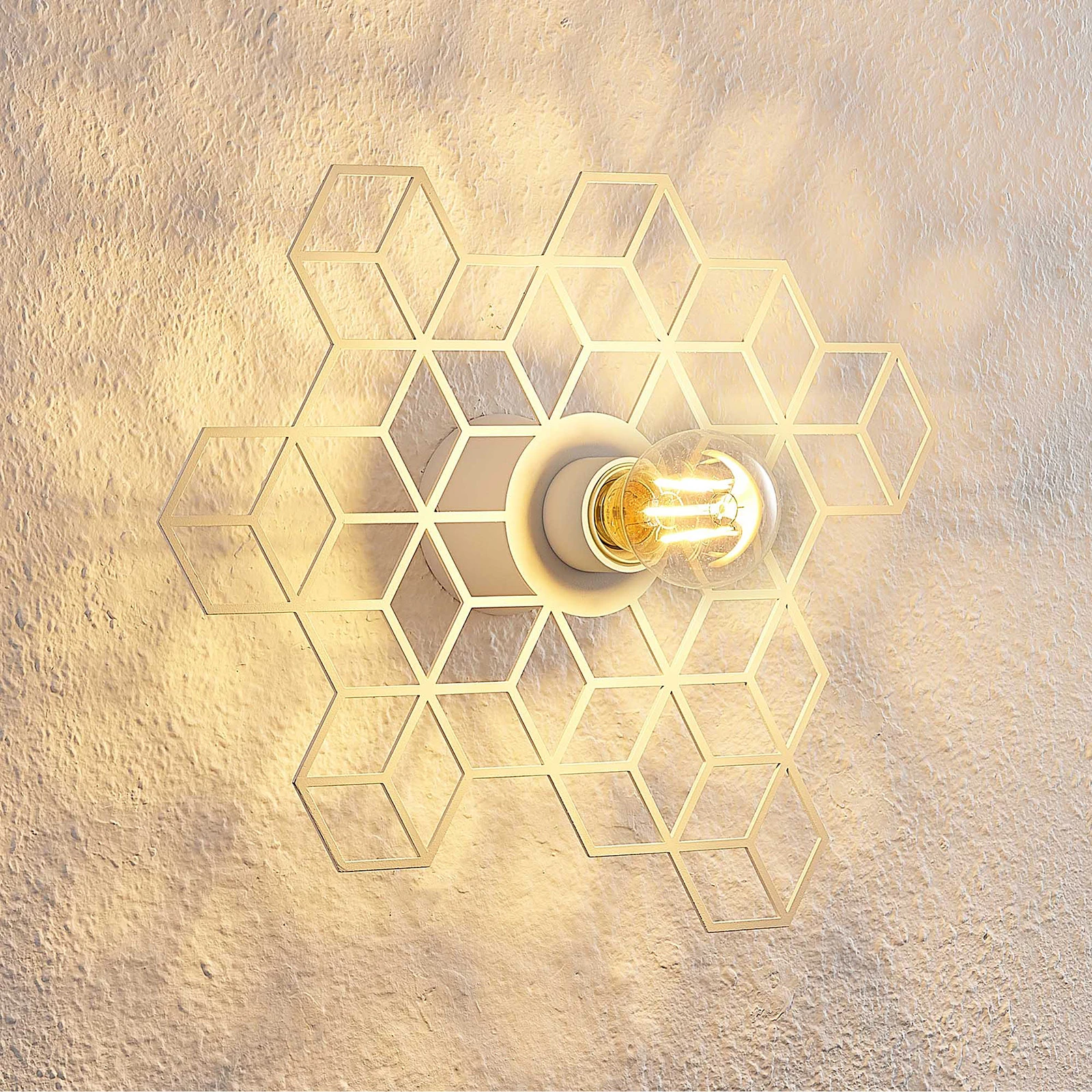Lucande Alexaru lampa ścienna plaster miodu, biała