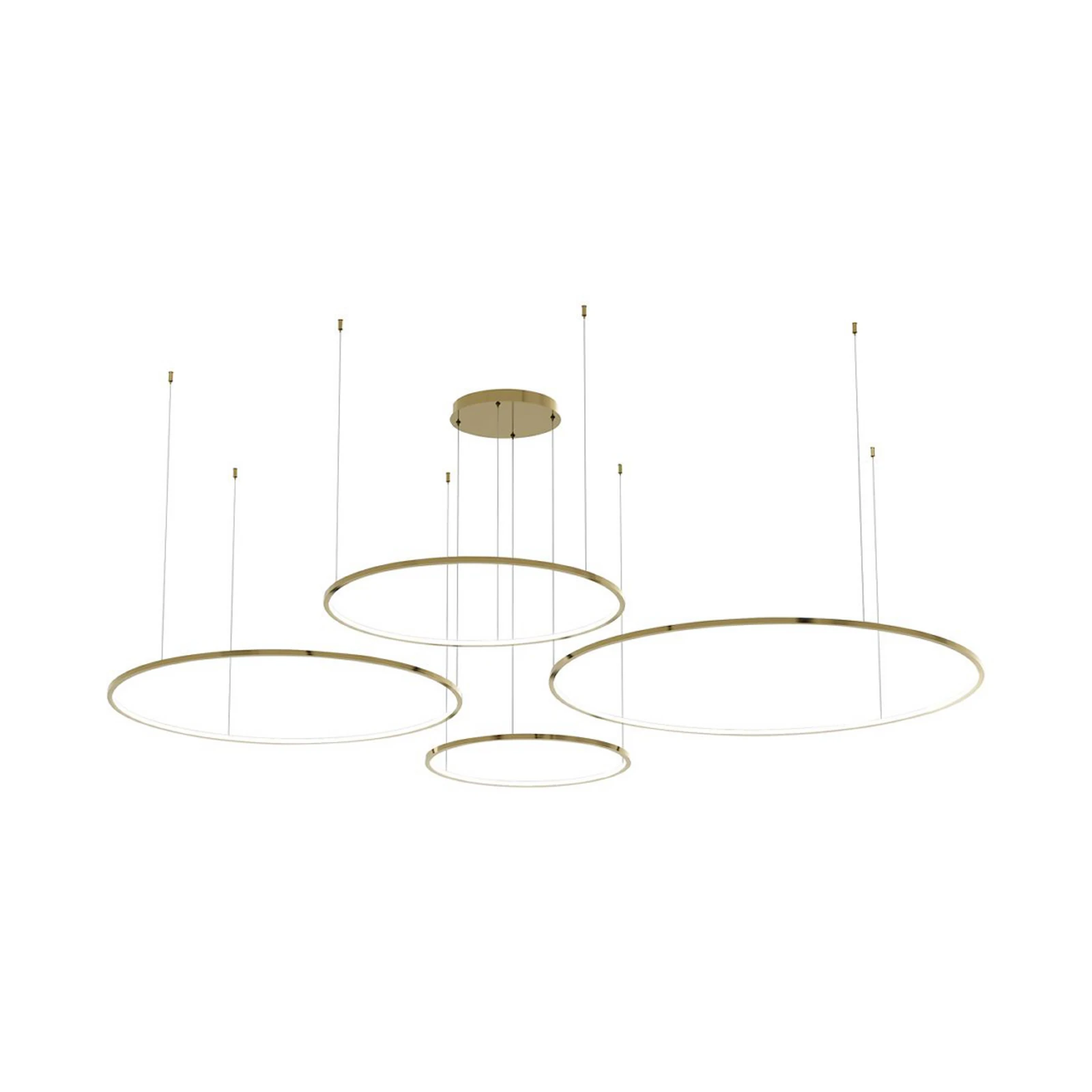 Żyrandol LED Saturno, 4-punktowy, złoty, metal, 4000 K