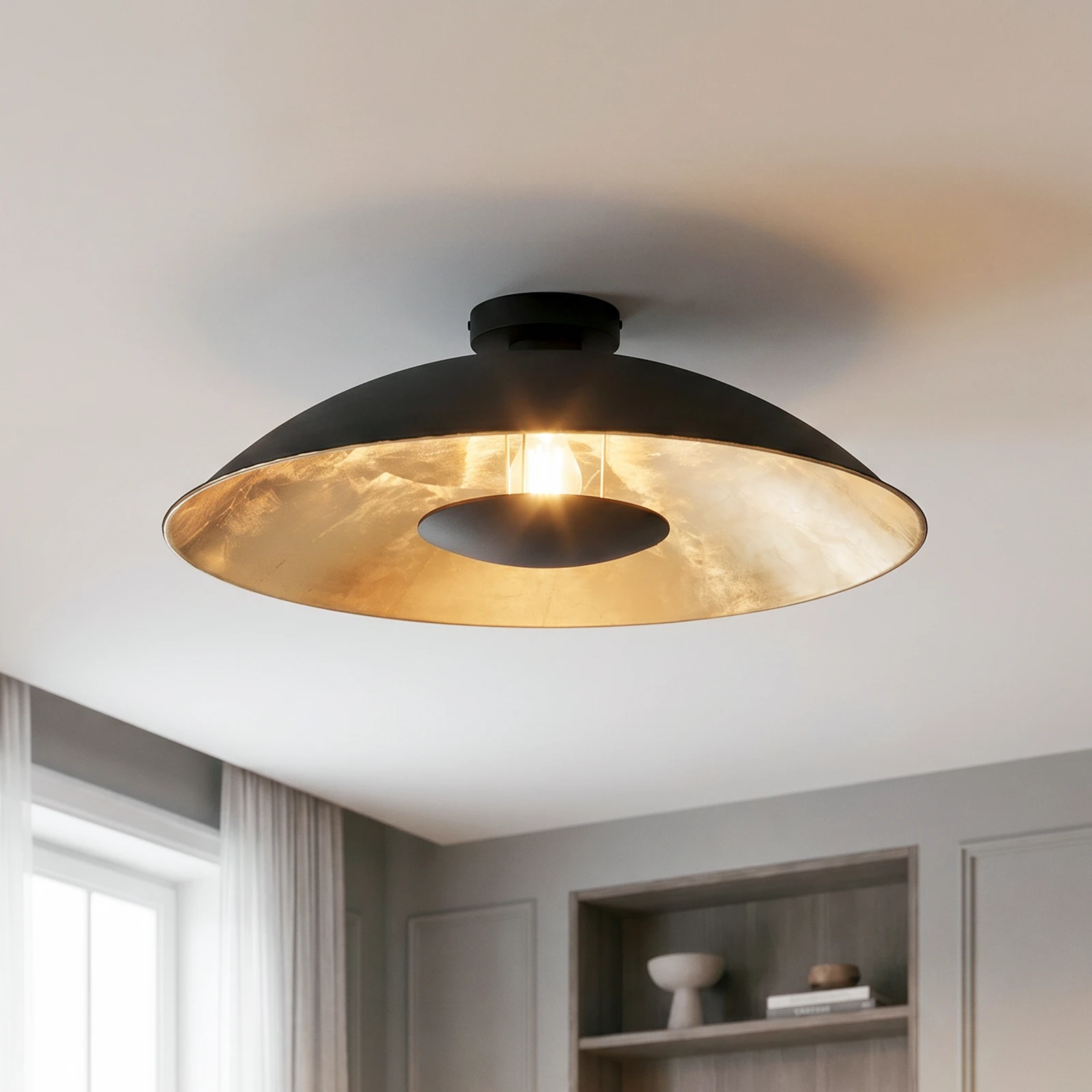 Lampa sufitowa Lindby Emilienne, czarny/złoty, metal, Ø 60 cm