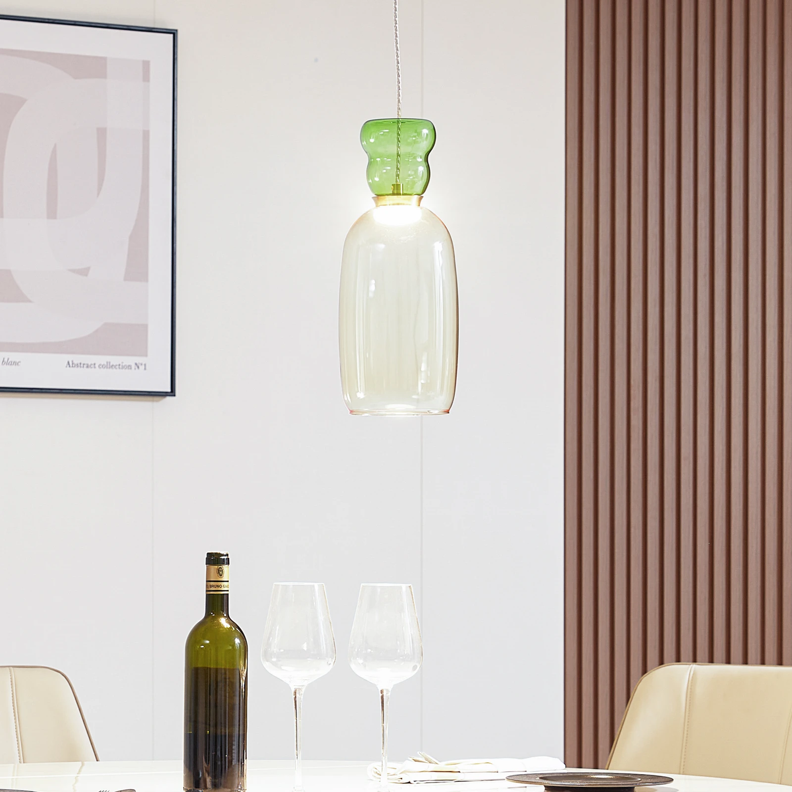 Lampa wisząca LED Lucande Fay, żółty/jasnozielony, szkło, Ø 15 cm