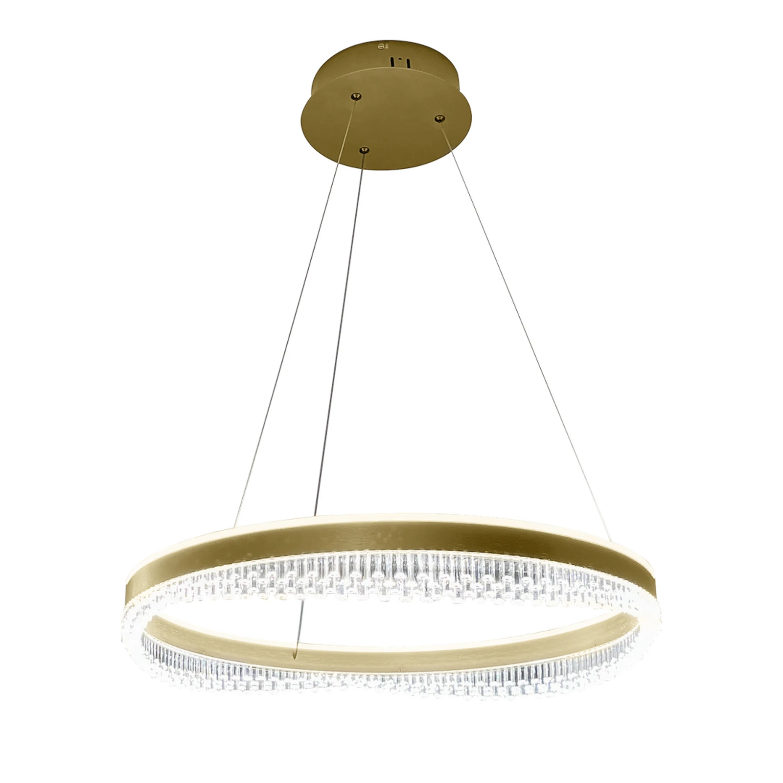 Żyrandol LED Preciosa, złoty/kryształowy, akryl, Ø 60 cm