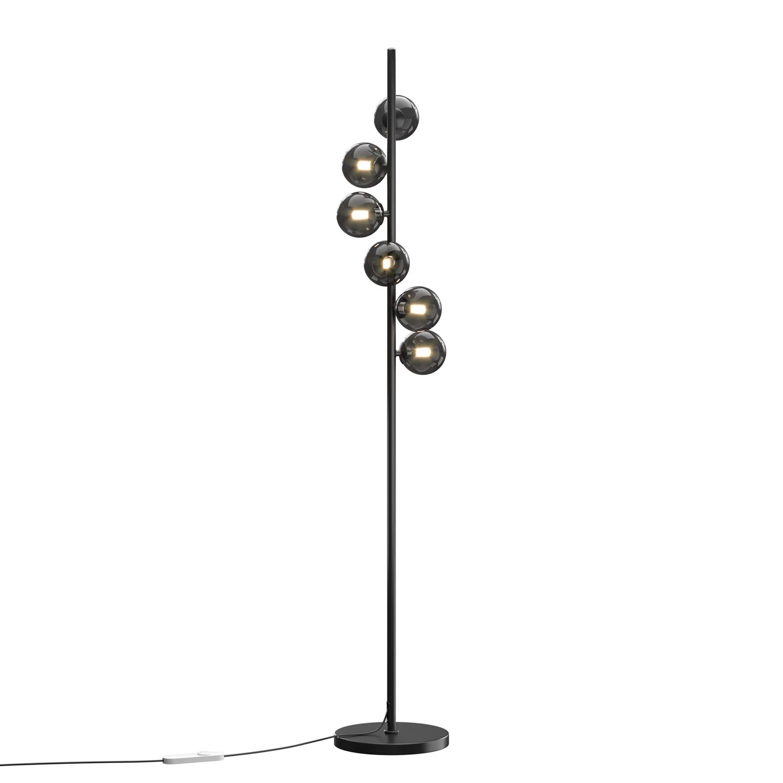 Lampa podłogowa Dallas, czarna/czarna, wysokość 150 cm, 6-punktowa, ściemniana