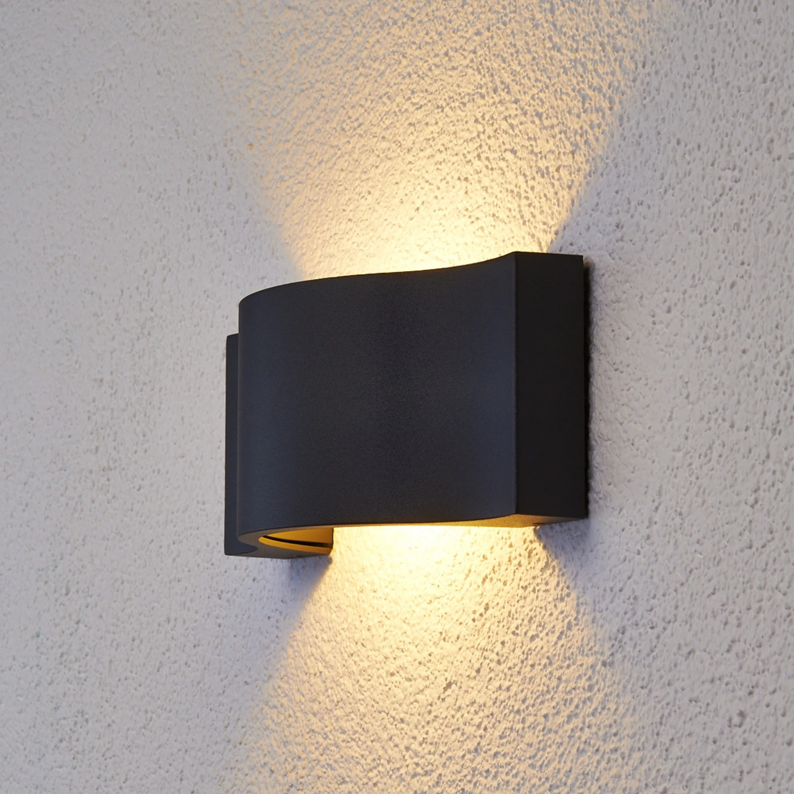 Lucande kinkiet LED Jace, antracyt, metal, 28cm, IP54