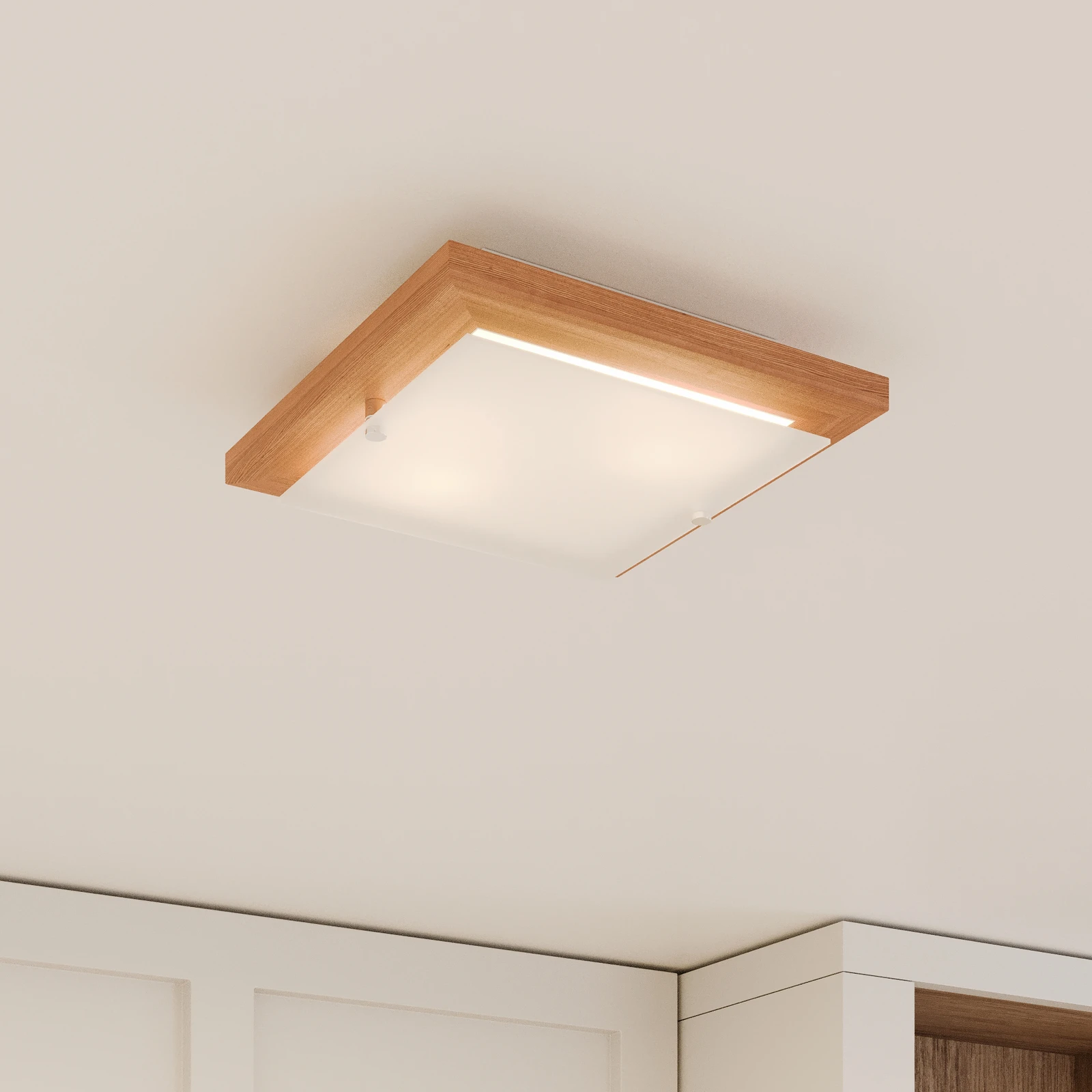 Envostar Kerio lampa sufitowa 30x30cm sosna rustykalna
