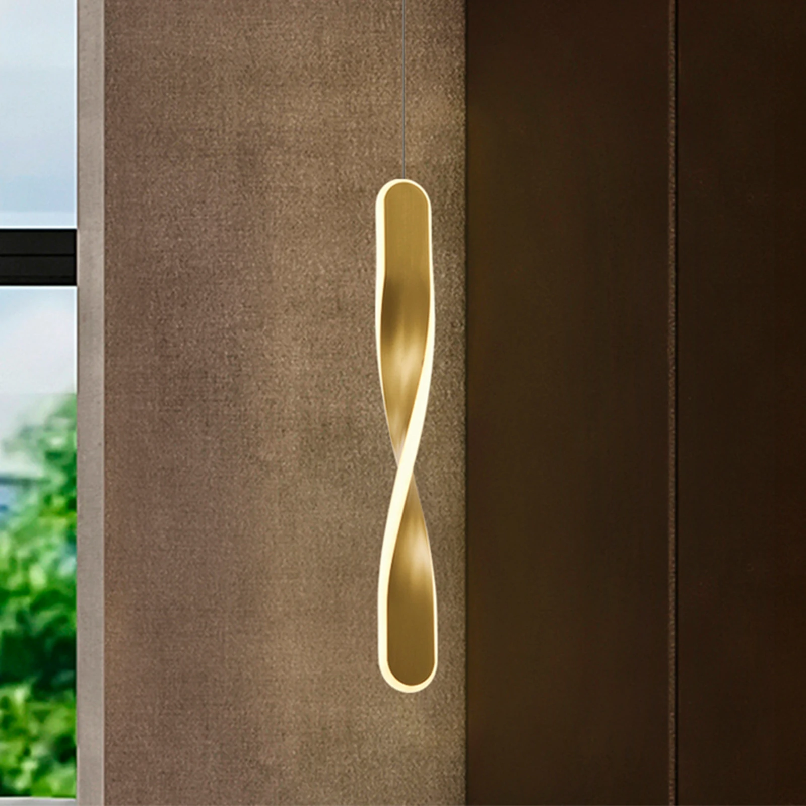 Lampa wisząca LED Twist, 1-punktowa, w kolorze złotym, metalowa