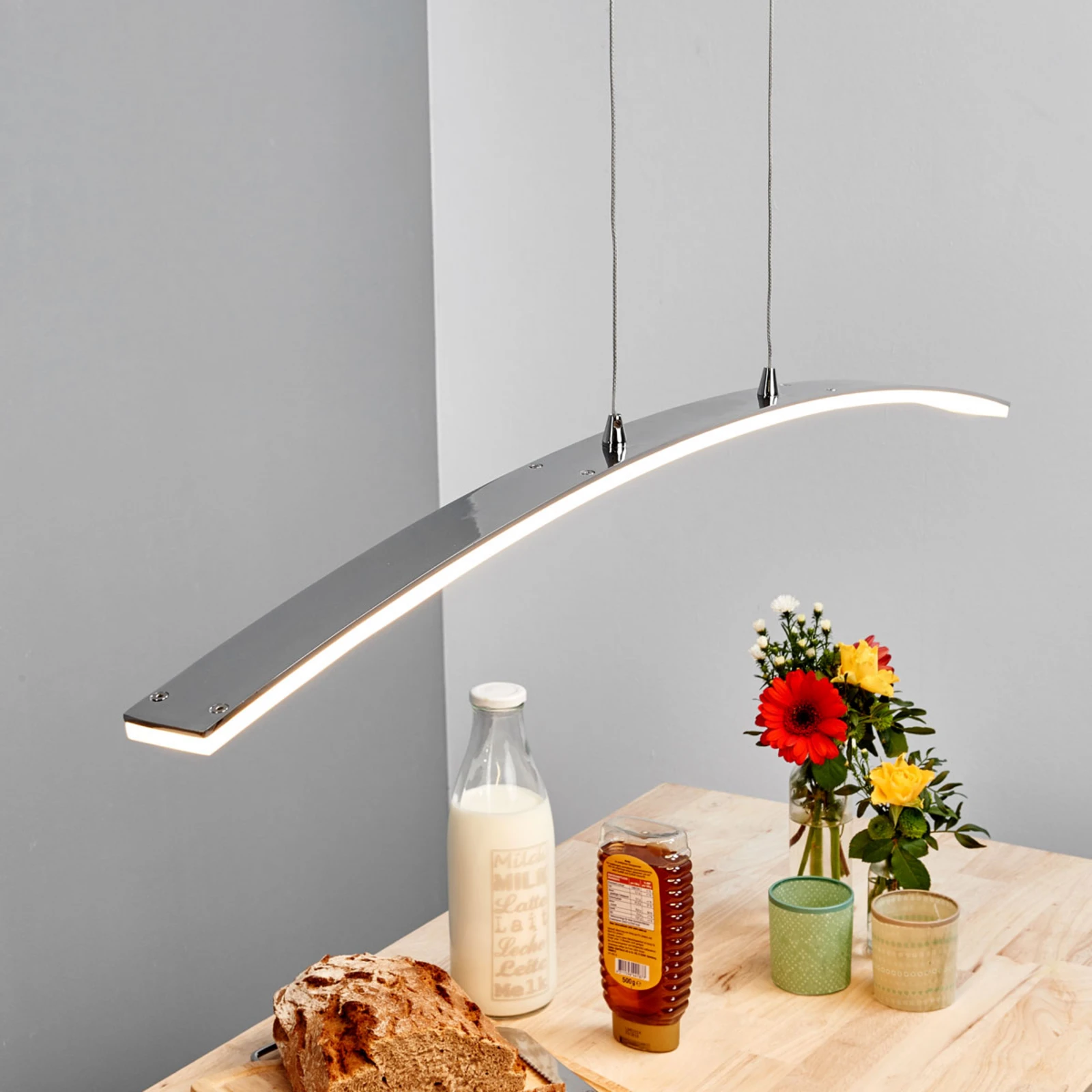 Lampa wisząca LED Lucande Lorian, 99 cm, chrom, metal