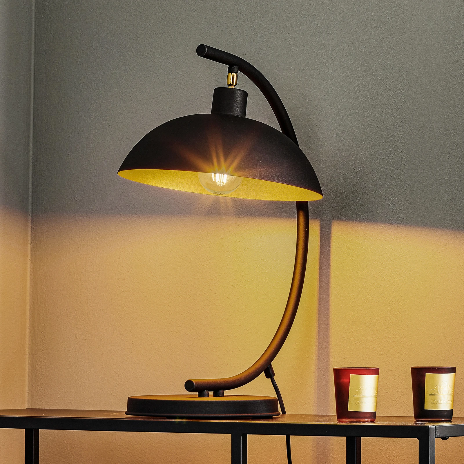 Lampa stołowa 1036, 1-punktowa, czarno-złota