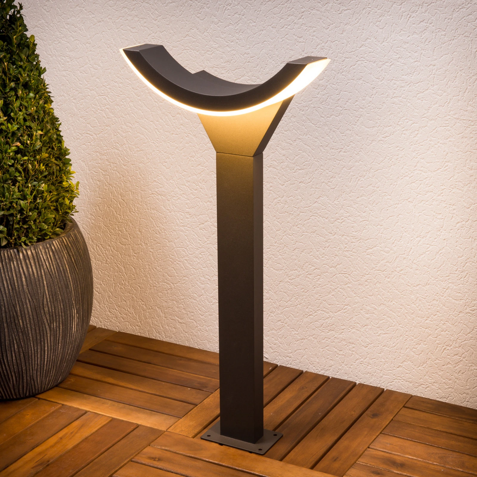 Słupek oświetleniowy LED Lucande Połowa, 60 cm, antracyt, metal, IP54