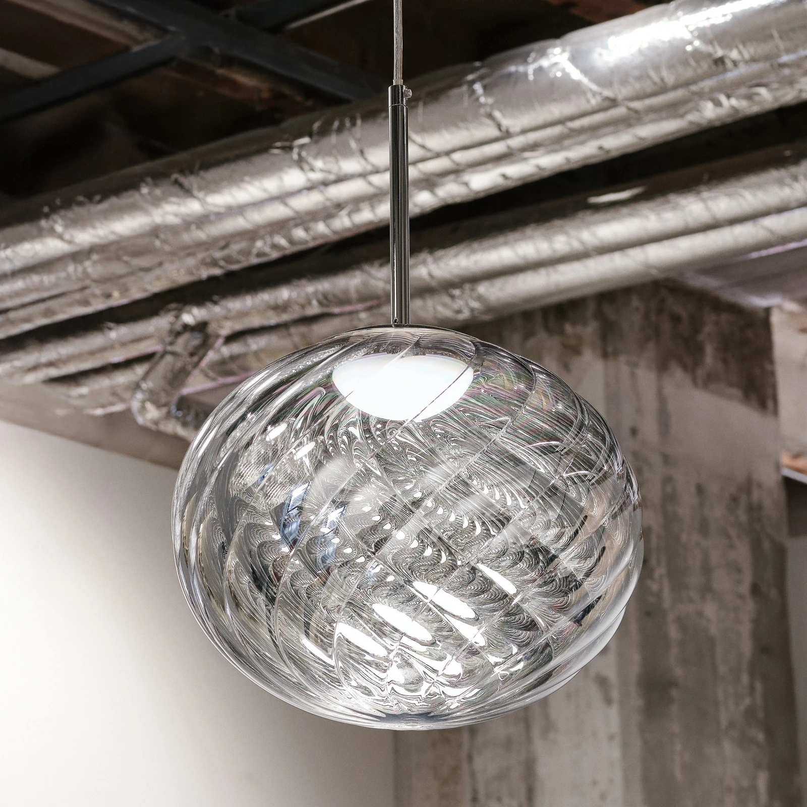 Żyrandol LED Tom Dixon Whirl, srebrny, 30 cm, tworzywo sztuczne, ściemniany