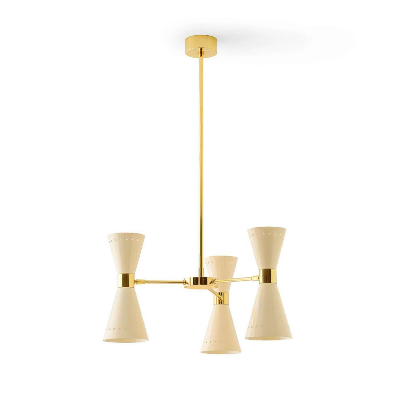 Lampa wisząca Stilnovo Megafono, kolor kości słoniowej, 54 cm, 6-punktowa