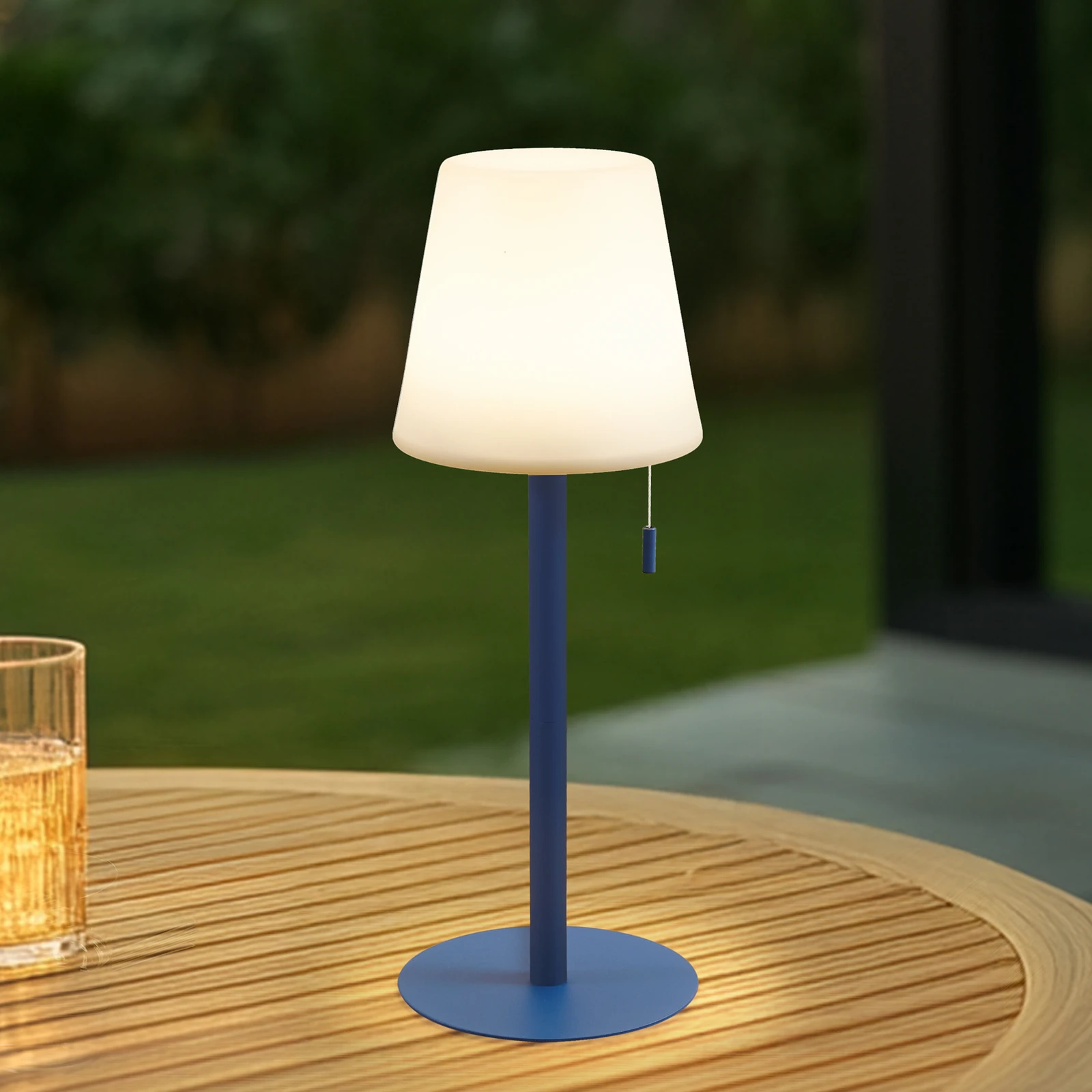 Lampa akumulatorowa LED Lindby Azalea niebieska aluminium CCT z regulacją