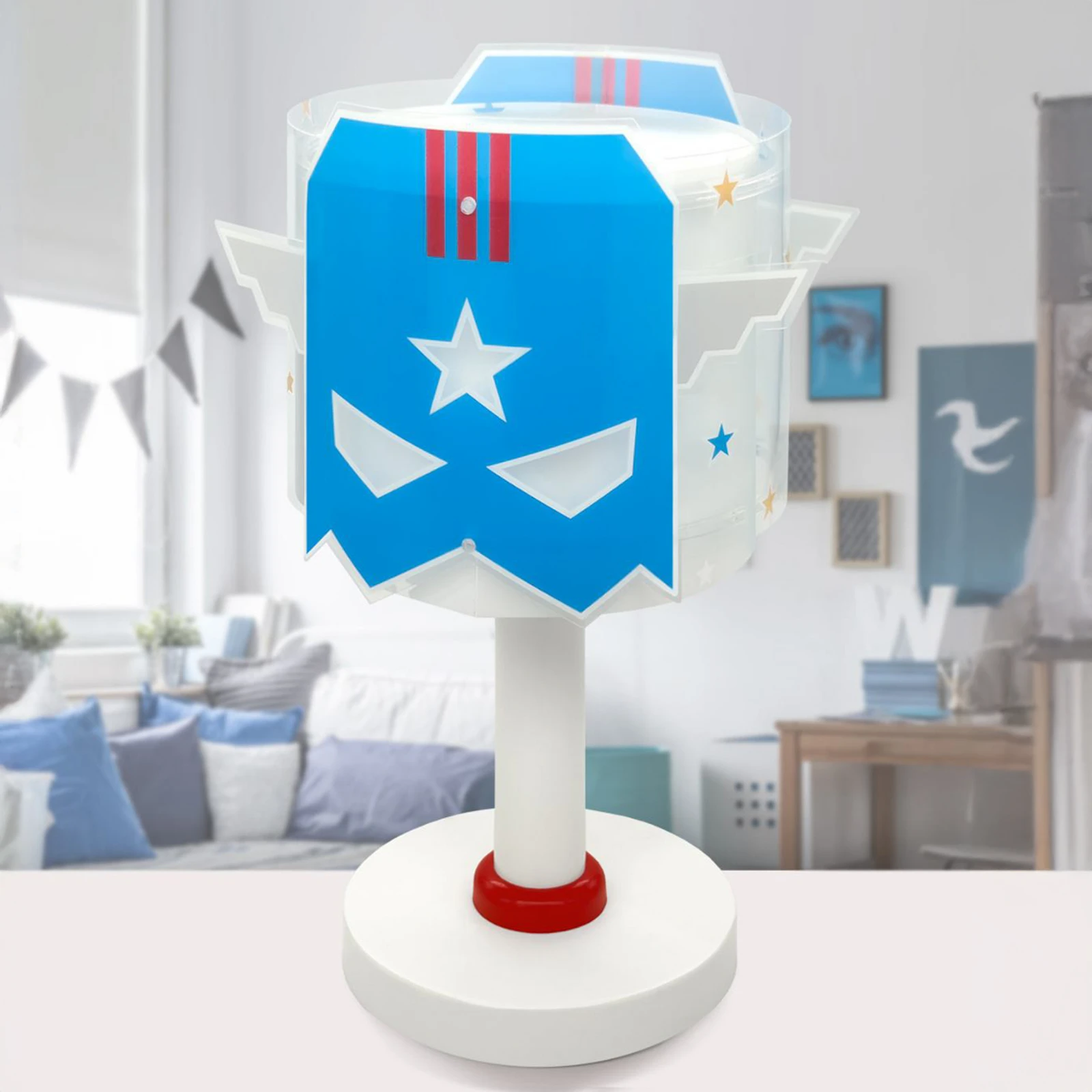 Lampa stołowa dla dzieci Blue Hero, G4, Ø 15 cm