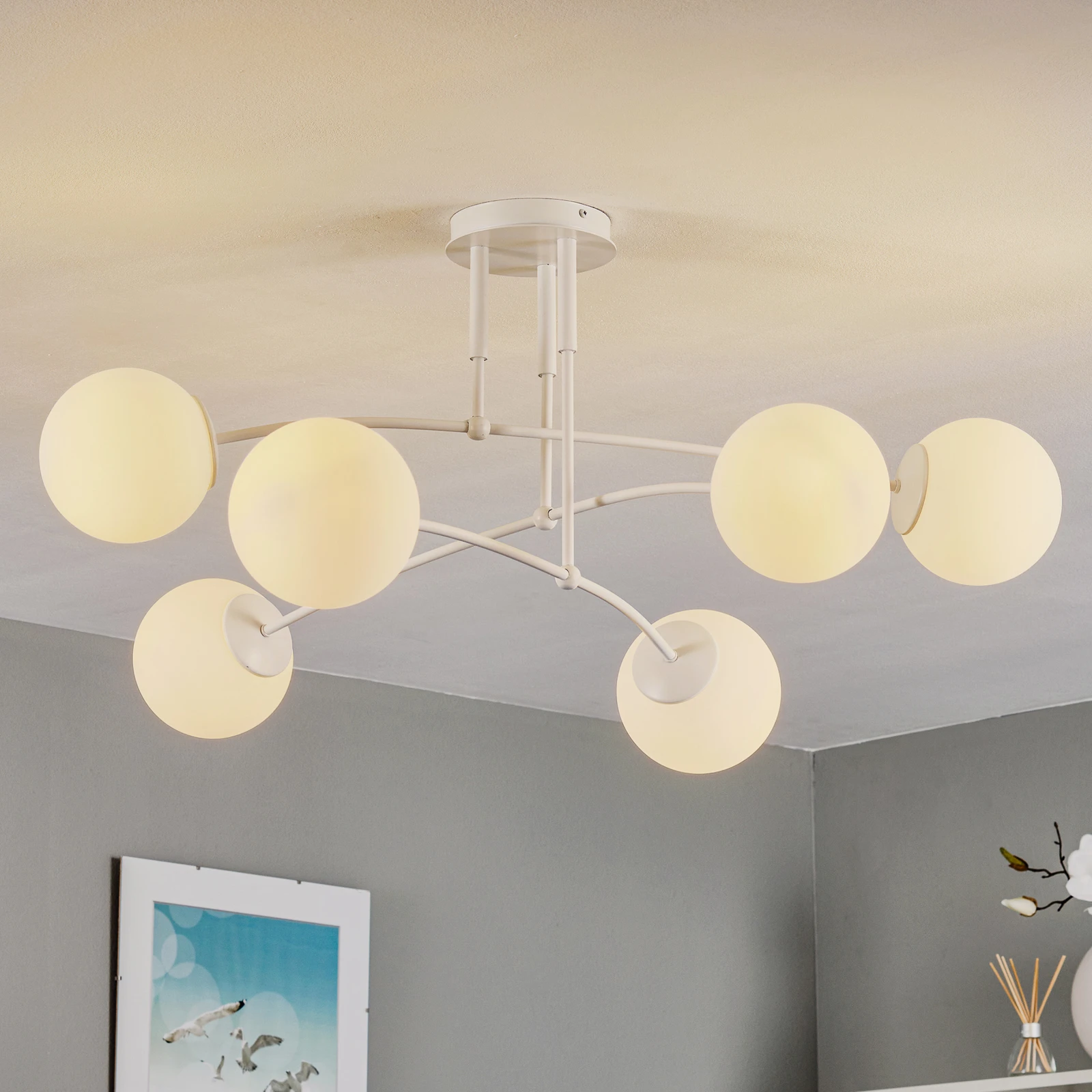 Lampa sufitowa Pregos 6, 6-punktowa, biała