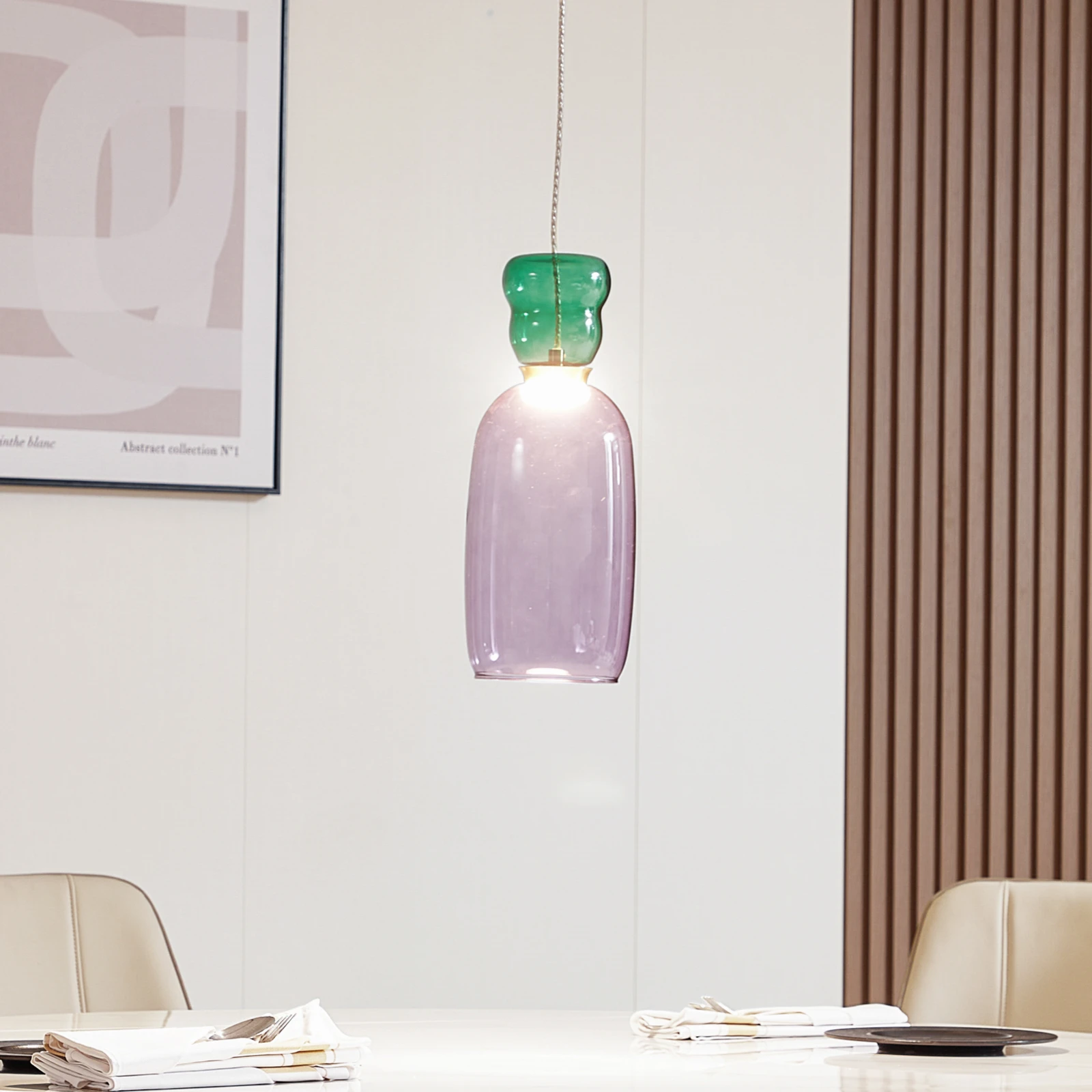 Lampa wisząca LED Lucande Fay, fioletowy/ciemnozielony, szkło, Ø 15 cm