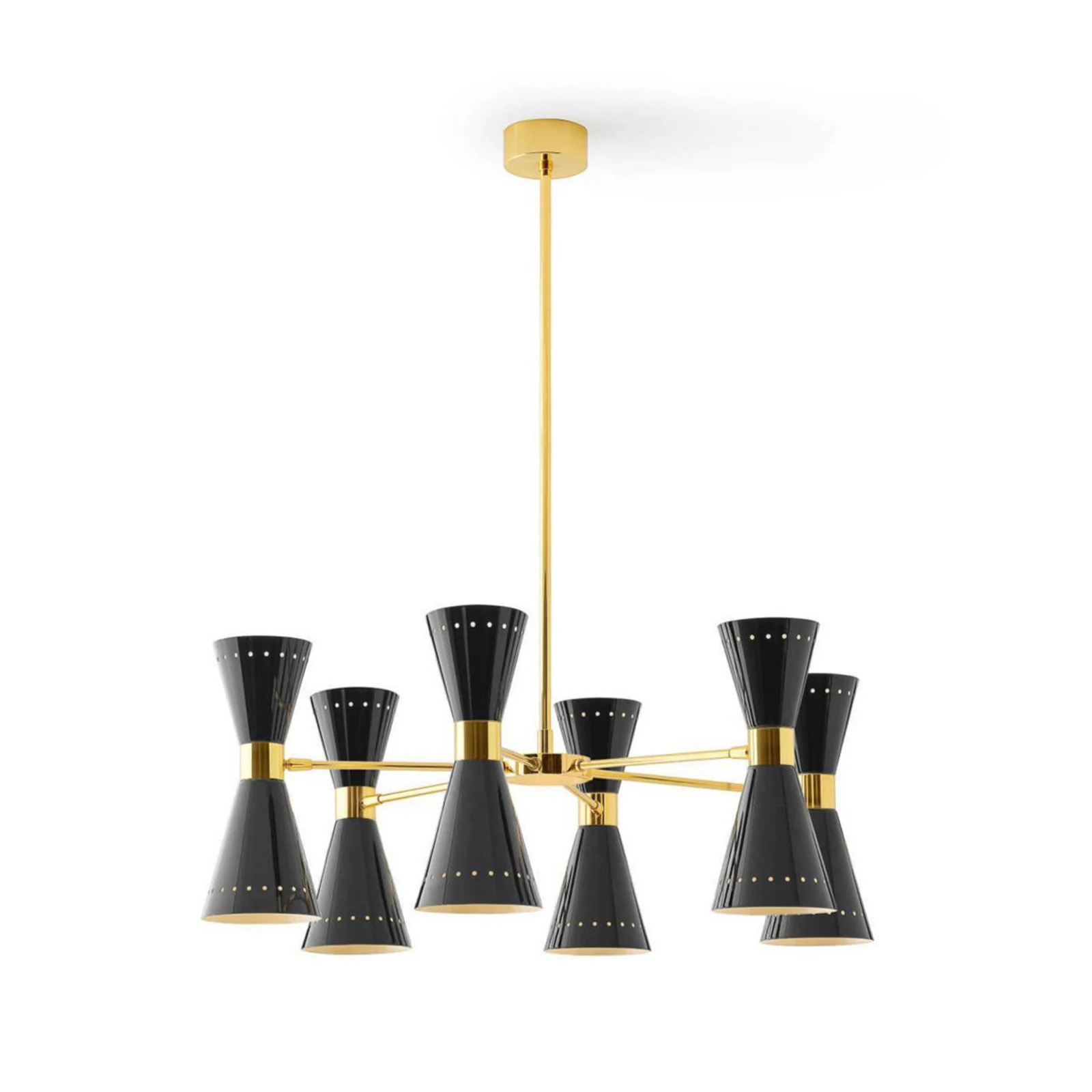 Lampa wisząca Stilnovo Megafono, długość 80 cm, czarna, 12-punktowa.