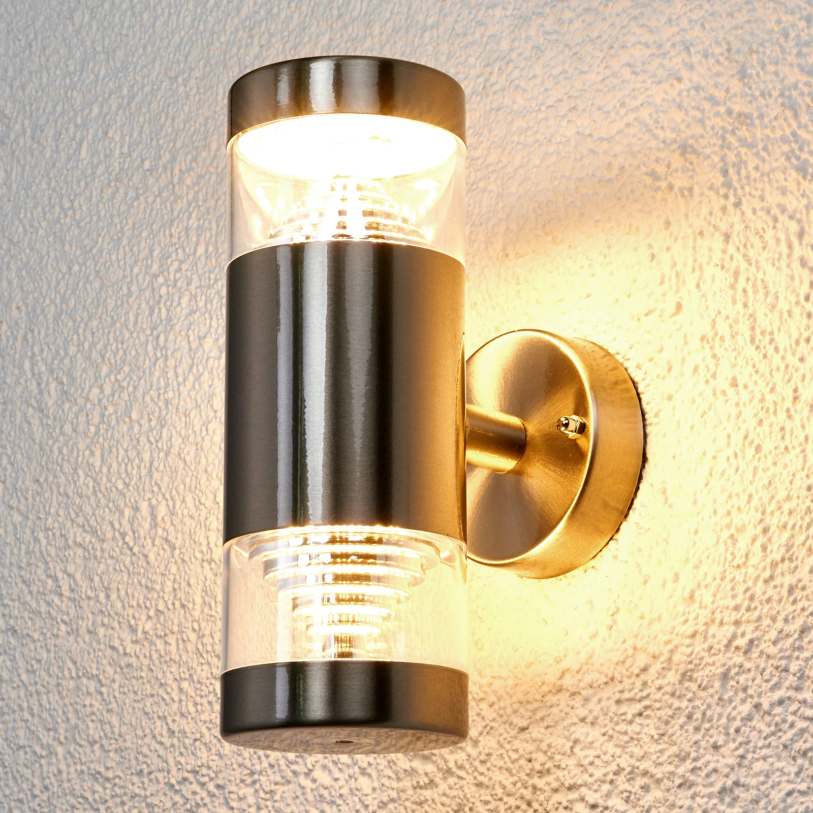 Lindby Kinkiet zewnętrzny LED Lanea, 21 cm, stal nierdzewna, IP44