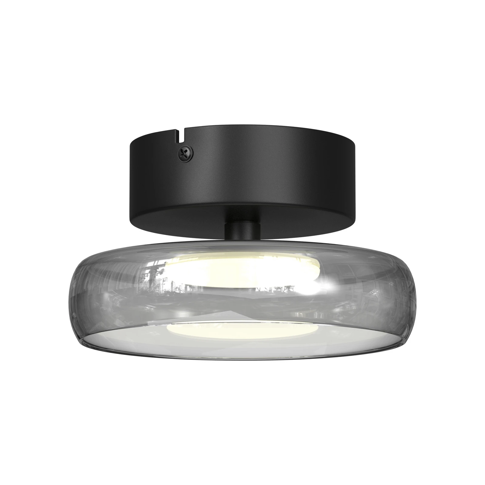 Lampa sufitowa LED FLOAT, szaro-czarna, Ø 20 cm, szkło/metal