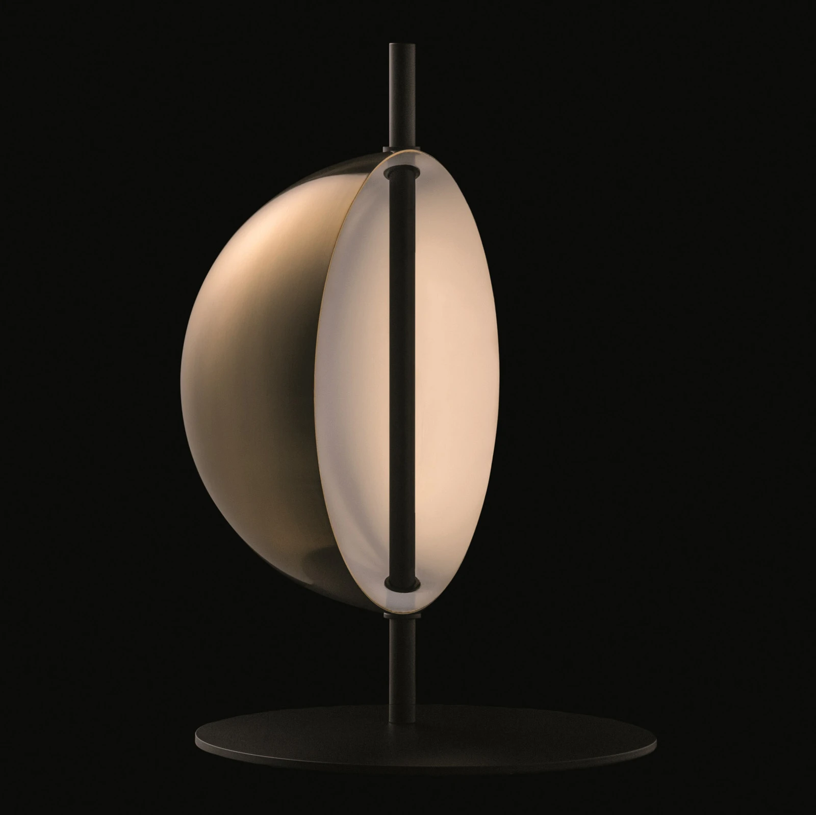Lampa stołowa LED Oluce Superluna 297, mosiądz
