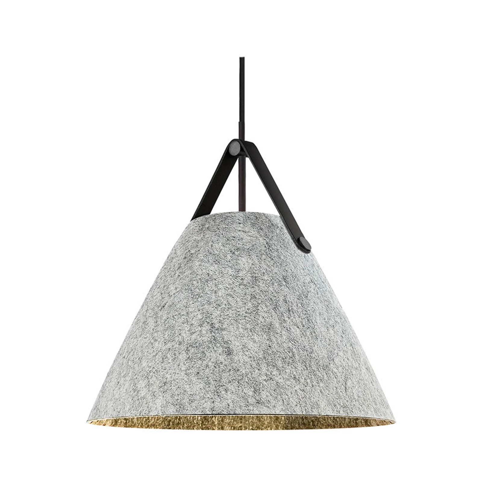 Lampa wisząca Strap, jasnoszara, Ø 36 cm, metal/skóra