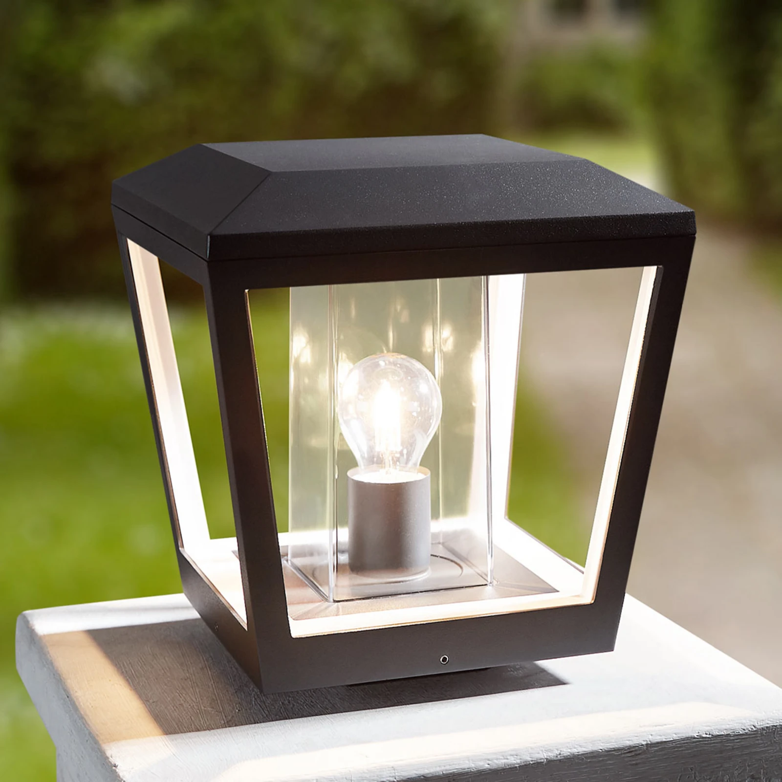 Słupek oświetleniowy Lucande Dunia, antracyt, metal, 24 cm, IP54
