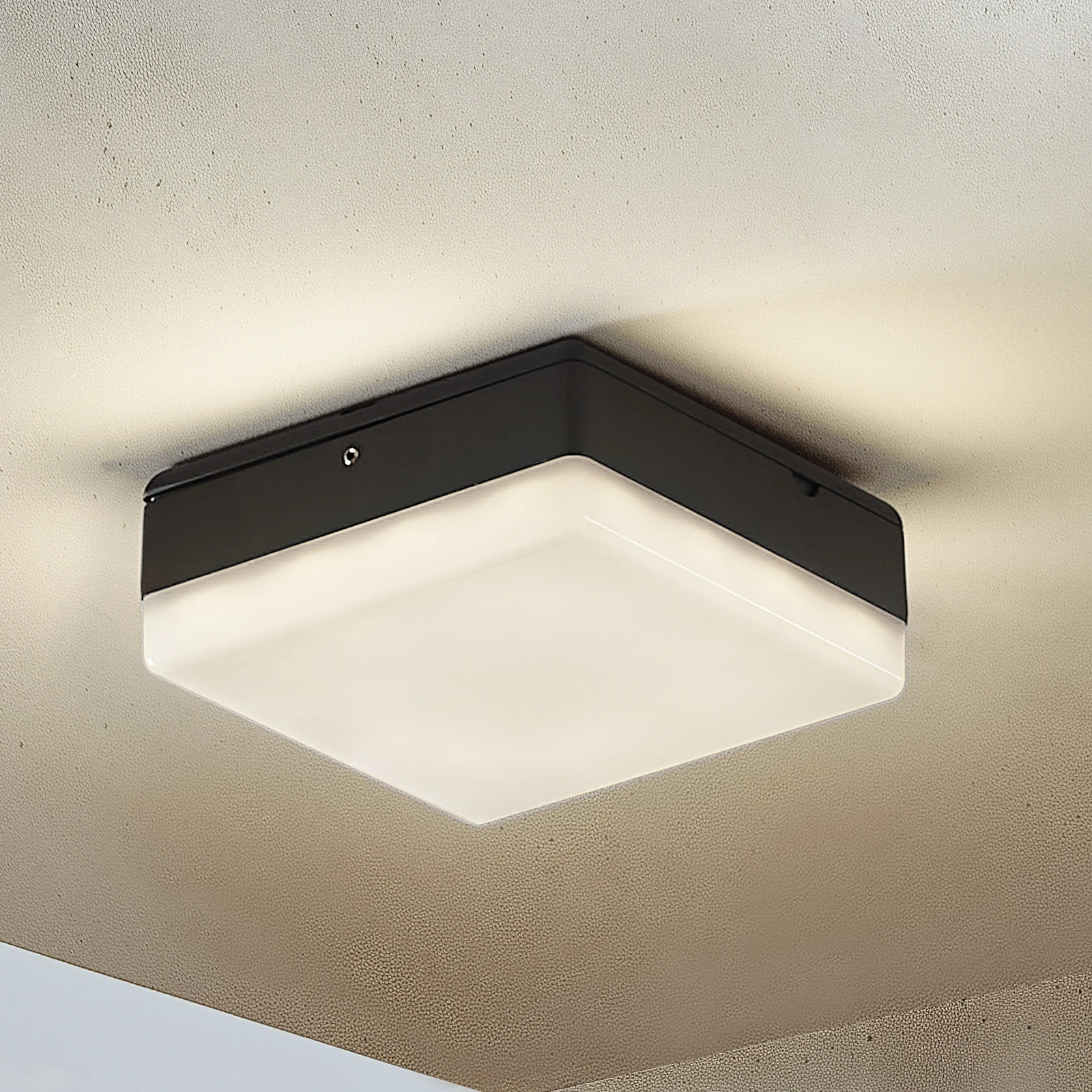 Lucande lampa sufitowa LED Thilo, 16cm, antracyt, czujnik, IP54