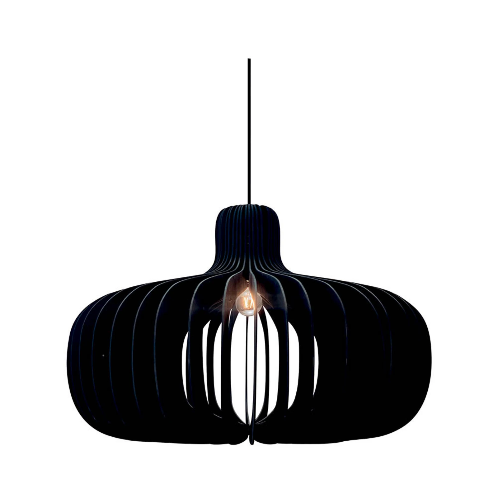 Lampa wisząca Hazo, Ø 65 cm, czarna, drewno