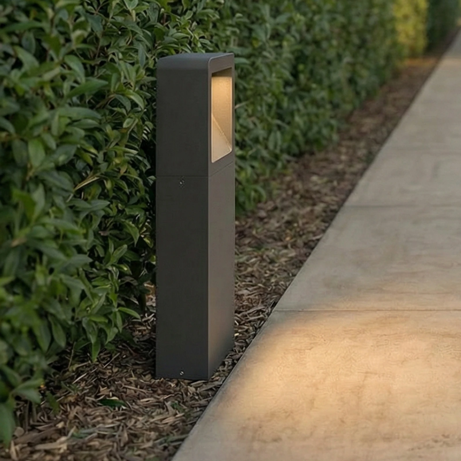 Lucande lampa cokołowa LED Leya, 35 cm, antracyt, metal, IP54