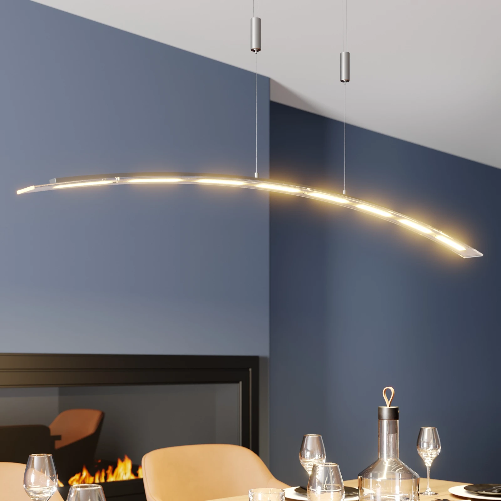 Lindby Lampa wisząca LED Manon, regulowana wysokość, szara, metal