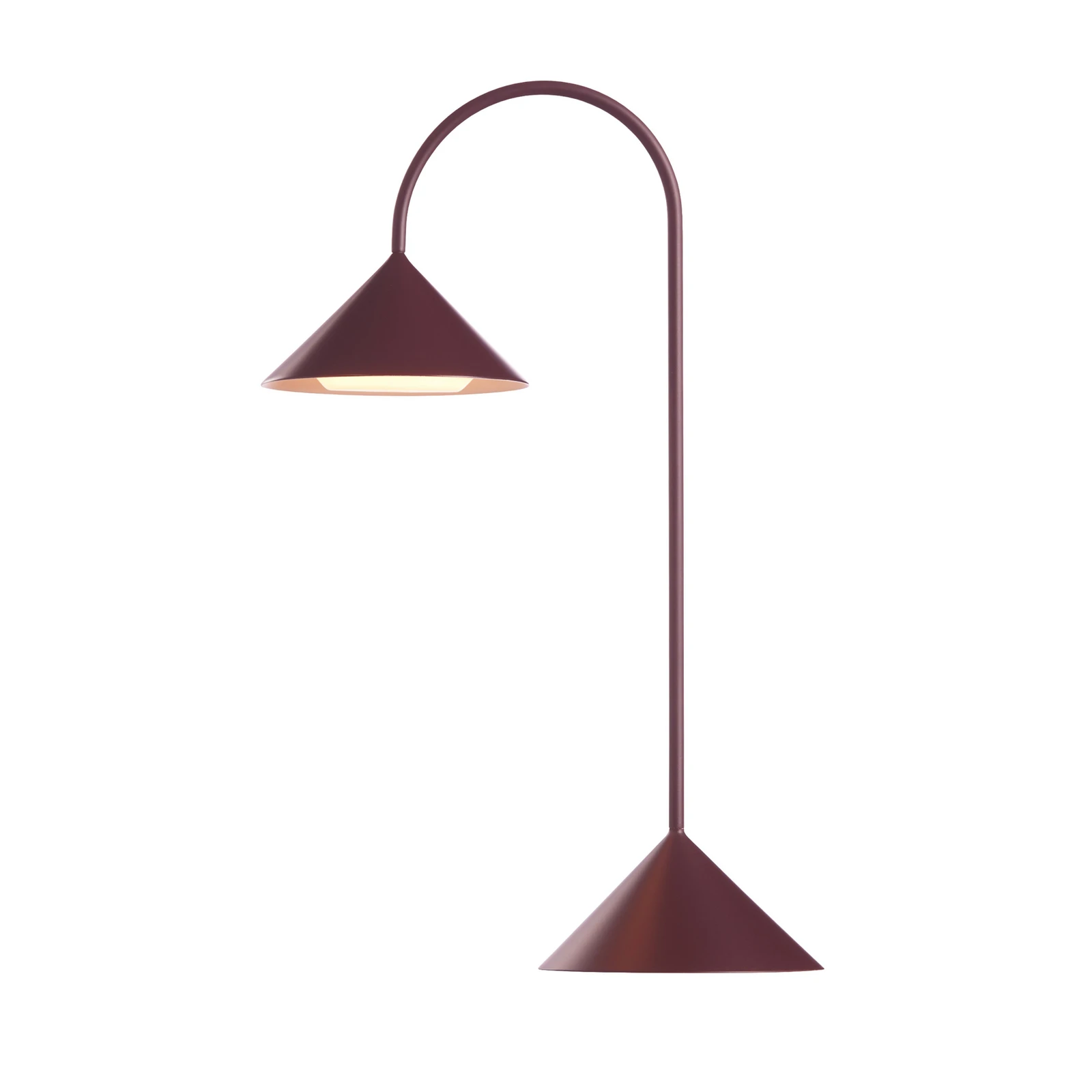 FRANDSEN lampa stołowa LED z akumulatorem Grasp, czerwona, wysokość 47 cm, metal