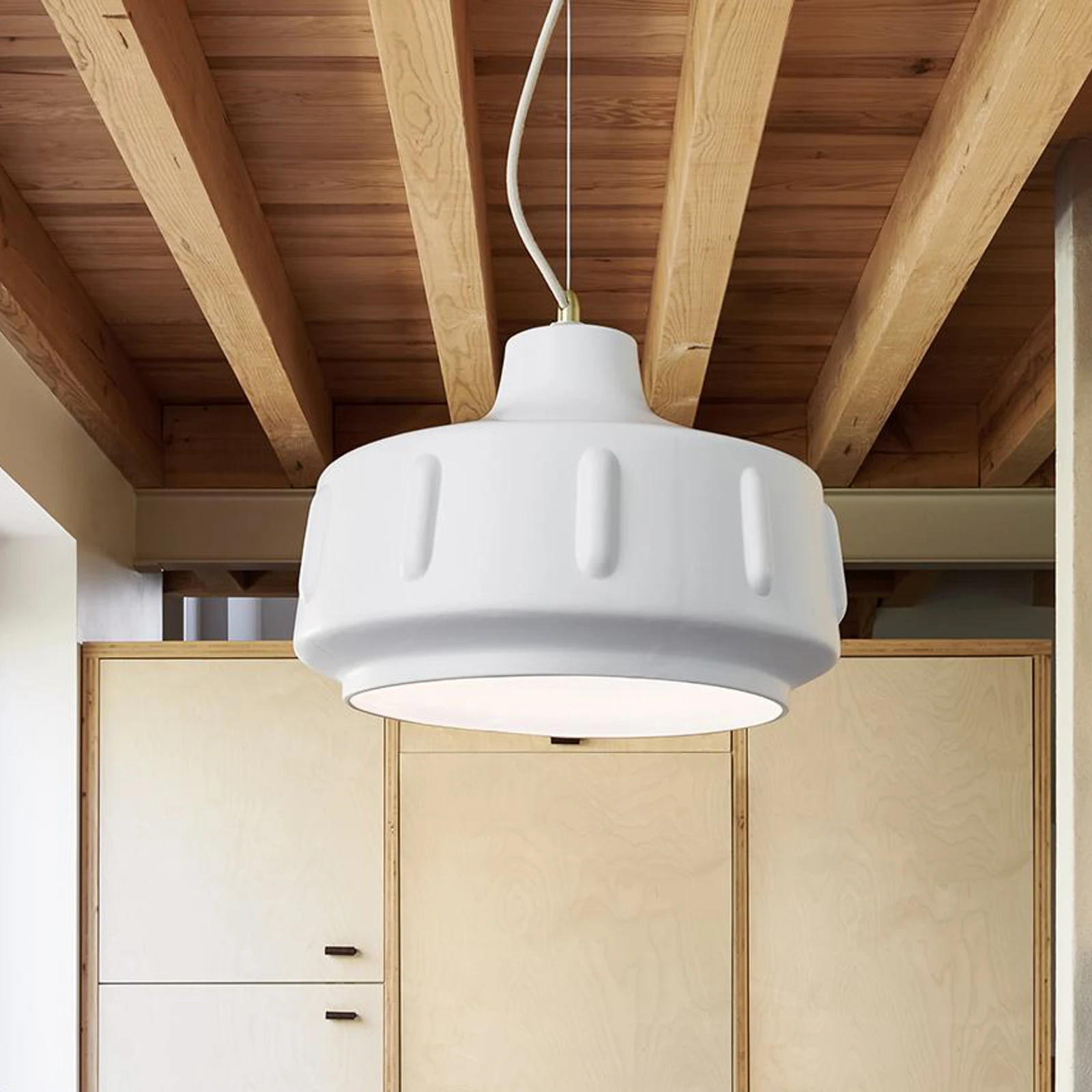 MARKET SET lampa wisząca Jimmy, Ø 38 cm, biała, ceramika