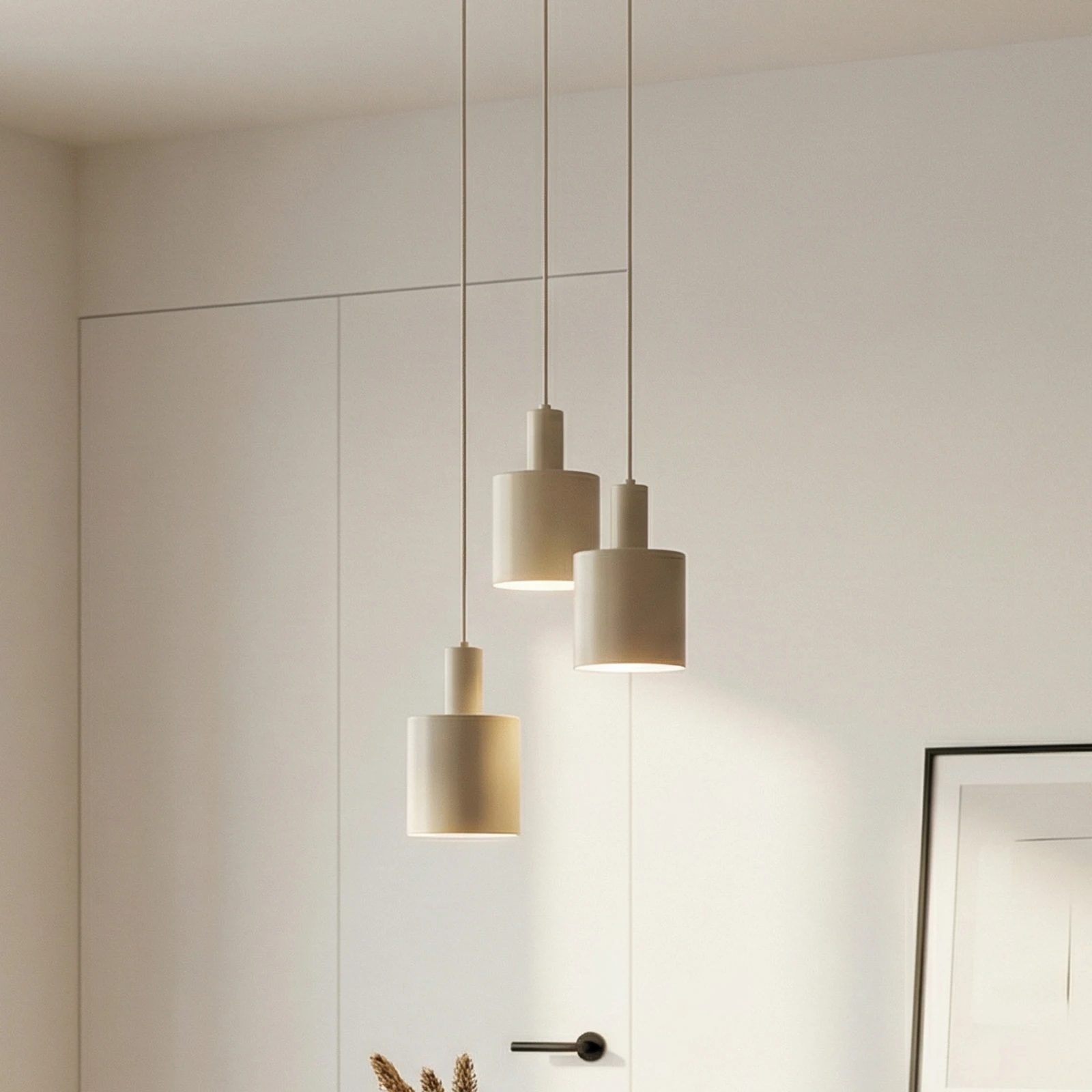 Lampa wisząca Lindby Ovelia, beżowa, 3-punktowa, metal, E27