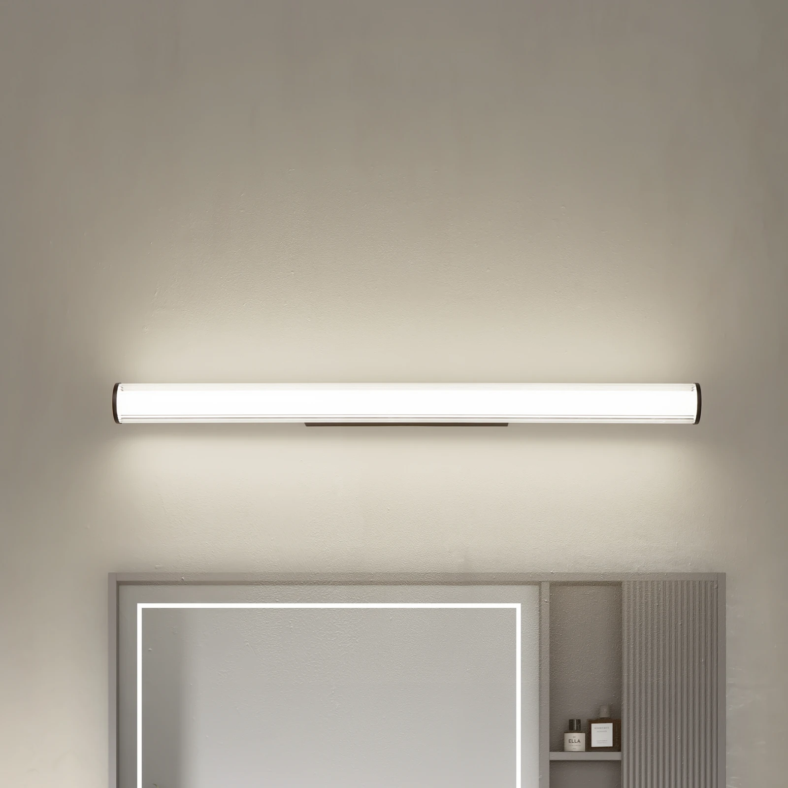 Lindby kinkiet LED Kirka, czarny, metal, IP44, 90cm, CCT