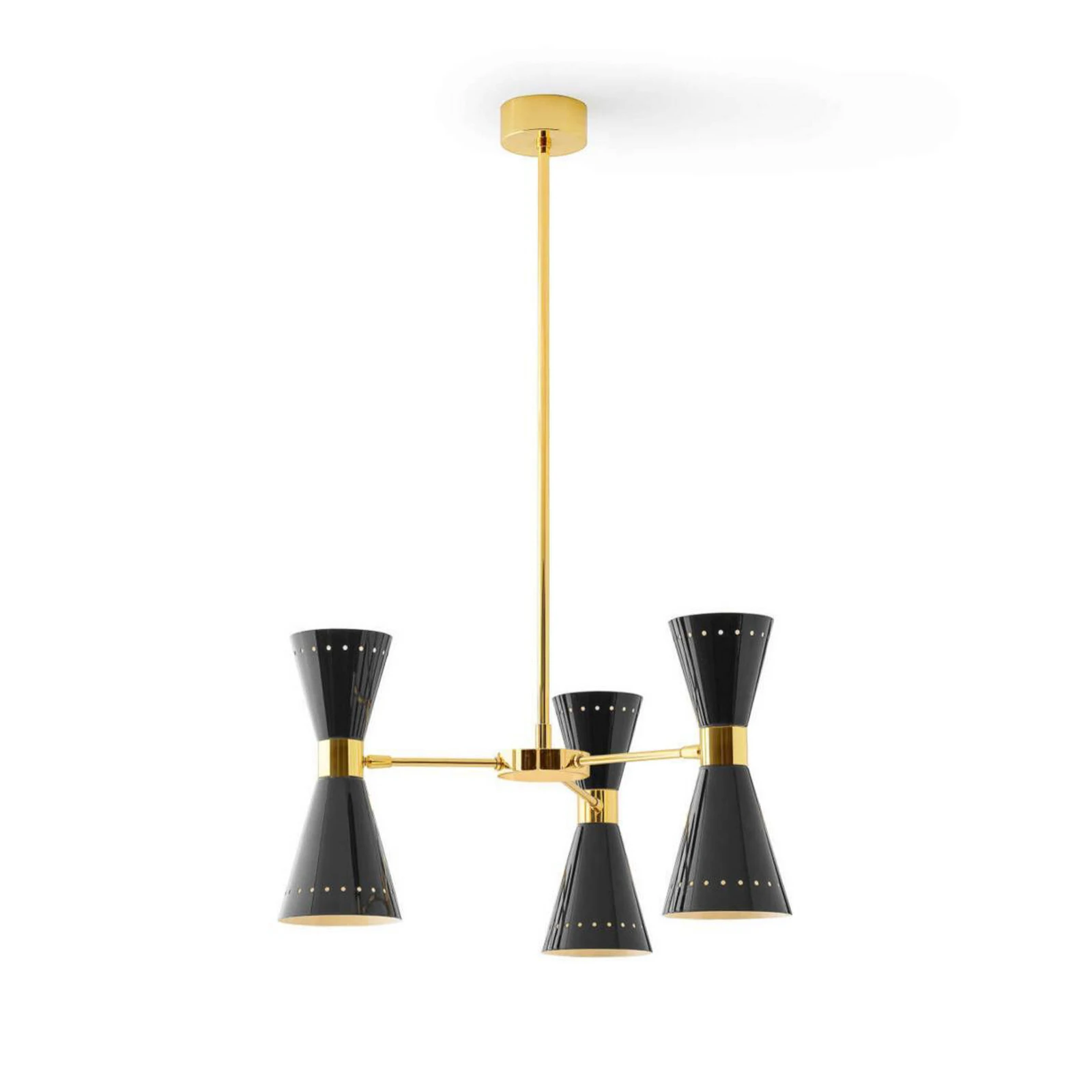 Lampa wisząca Stilnovo Megafono, czarna, długość 54 cm, 6-punktowa.