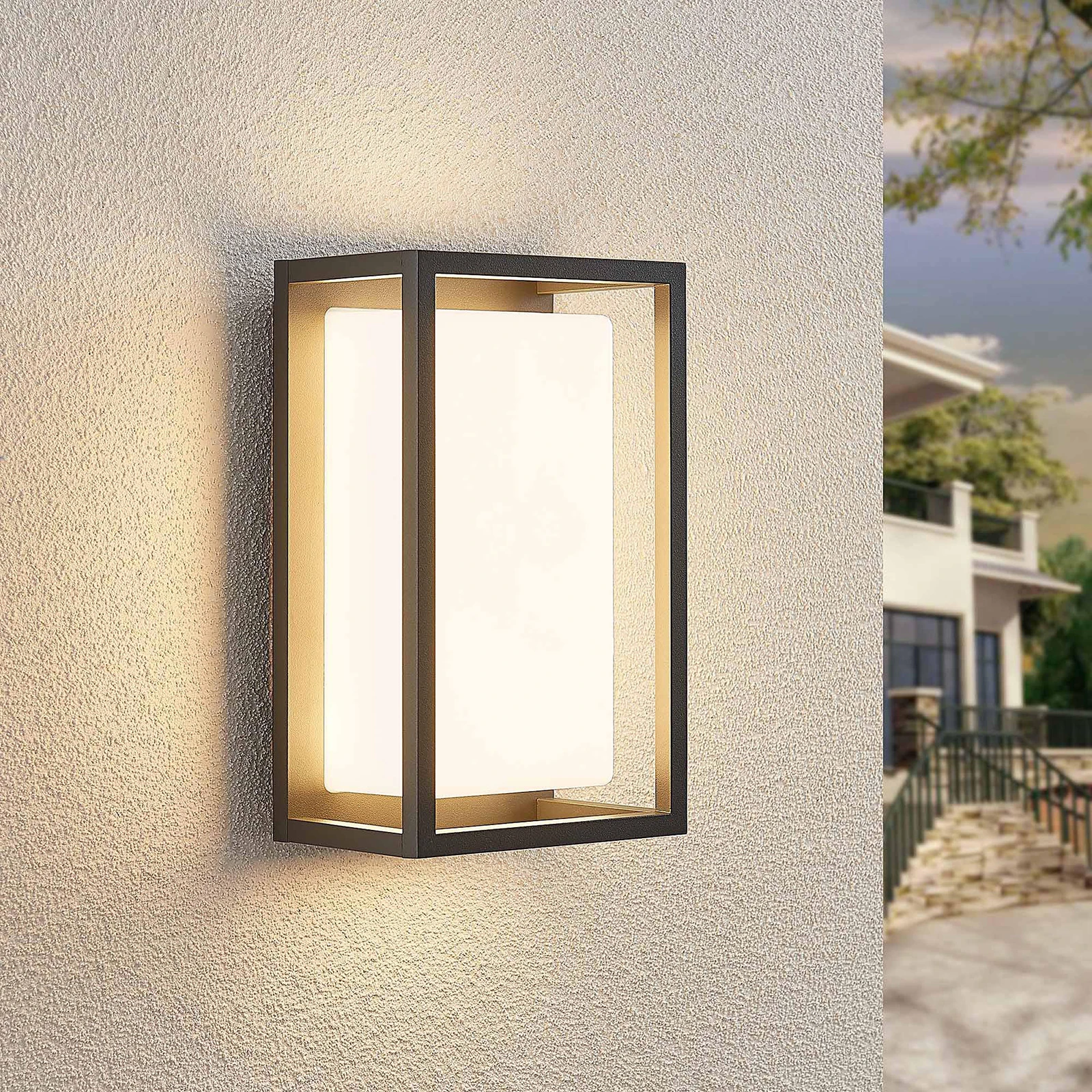 Lucande Kinkiet zewnętrzny LED Ilirian, antracyt, aluminium, 15 cm